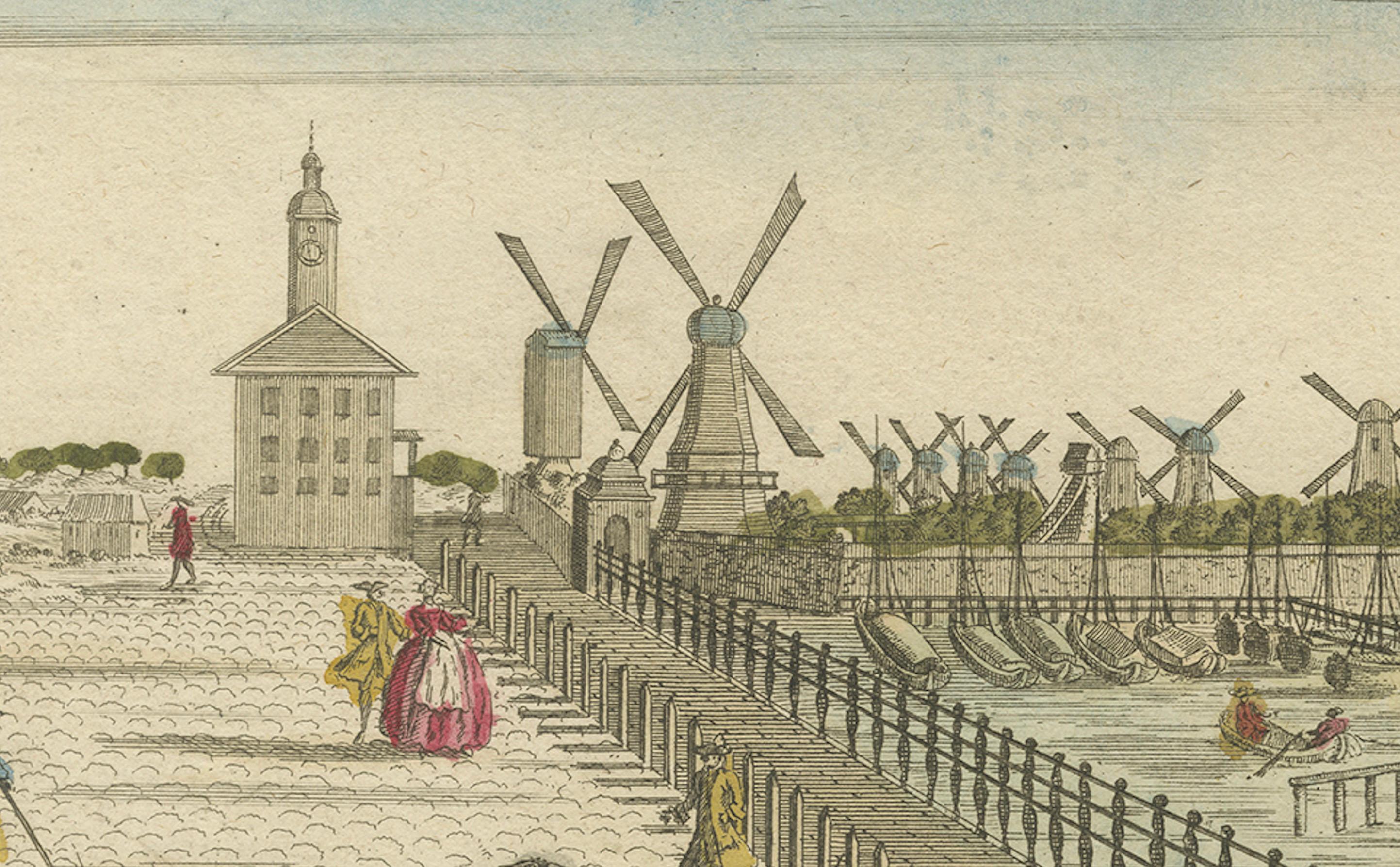 Vue optique Amsterdam Hogesluis & Amstel Locks, Basset Paris c.1770 en vente 1
