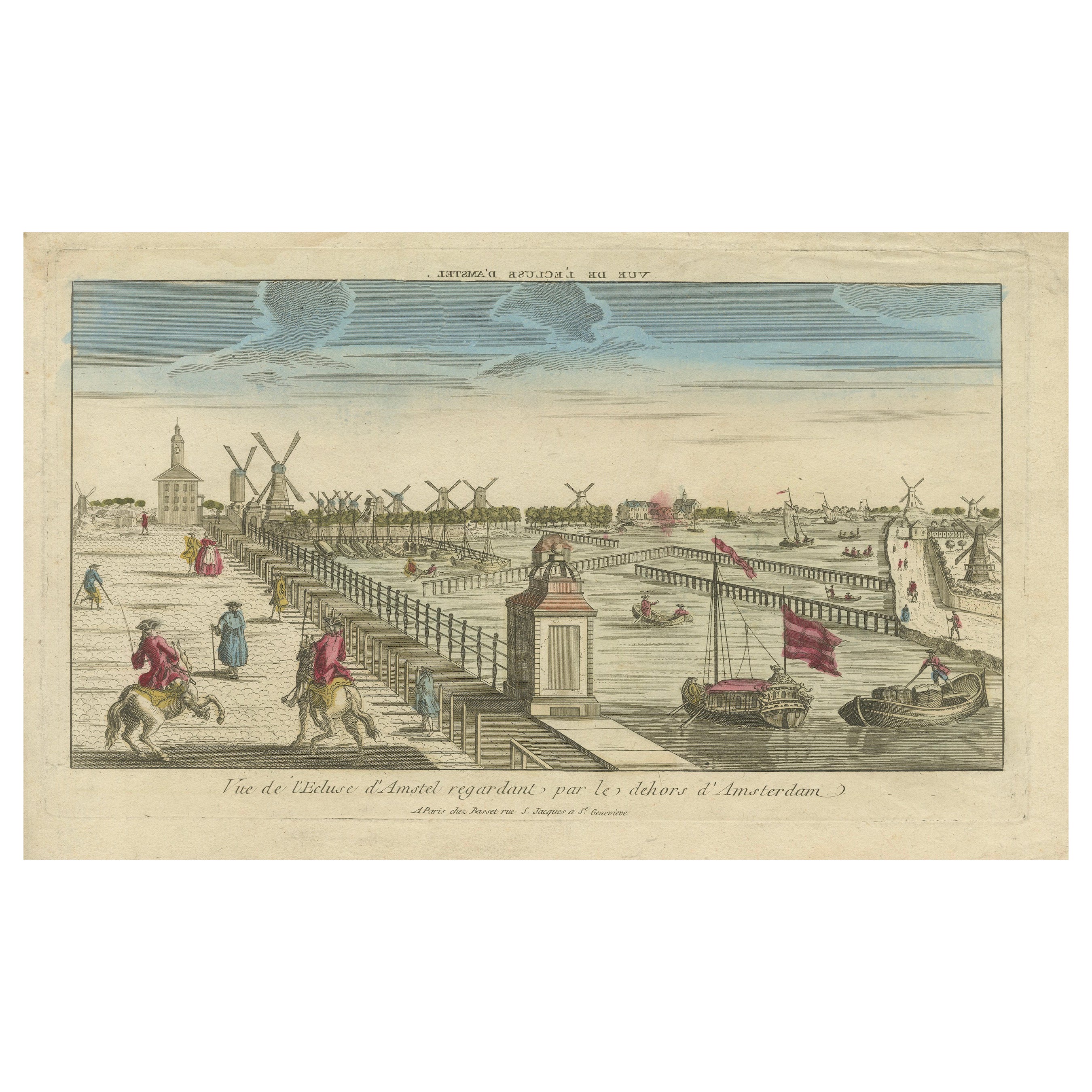 Vue optique Amsterdam Hogesluis & Amstel Locks, Basset Paris c.1770