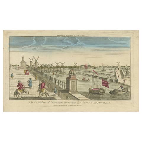 Optica View Amsterdam Hogesluis & Amstel Locks, Basset Paris c.1770