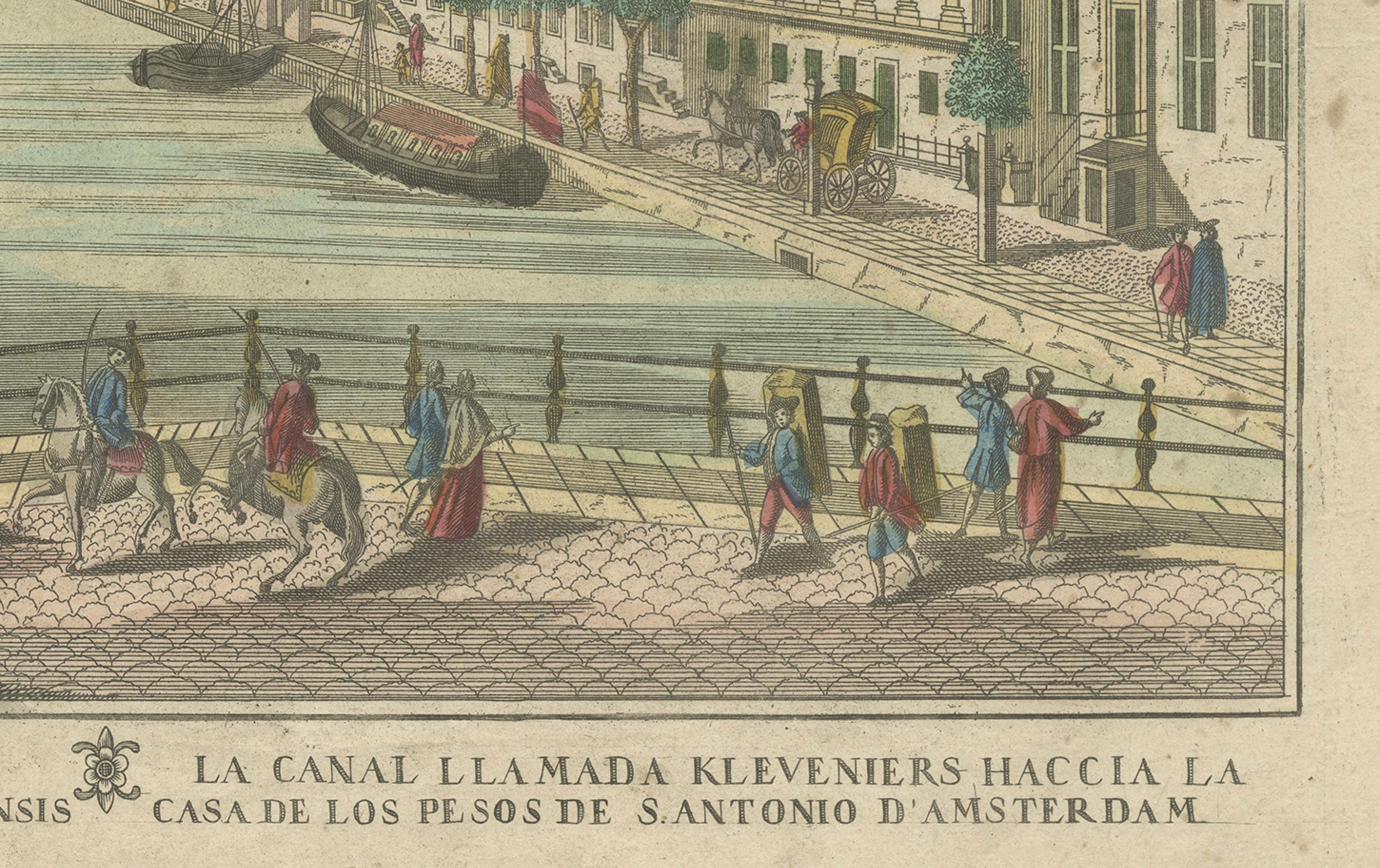 italien Vue optique Amsterdam Kloveniersburgwal & St. Anthoniesluis, c.1770 en vente