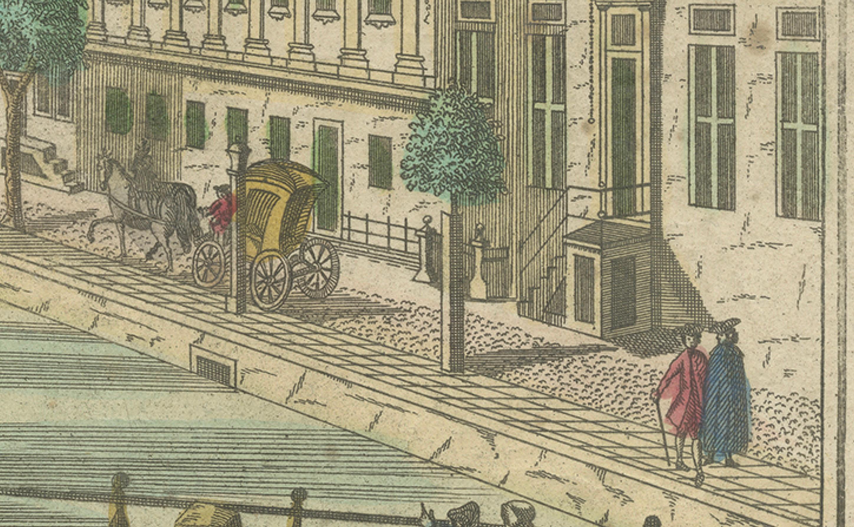 Gravé Vue optique Amsterdam Kloveniersburgwal & St. Anthoniesluis, c.1770 en vente