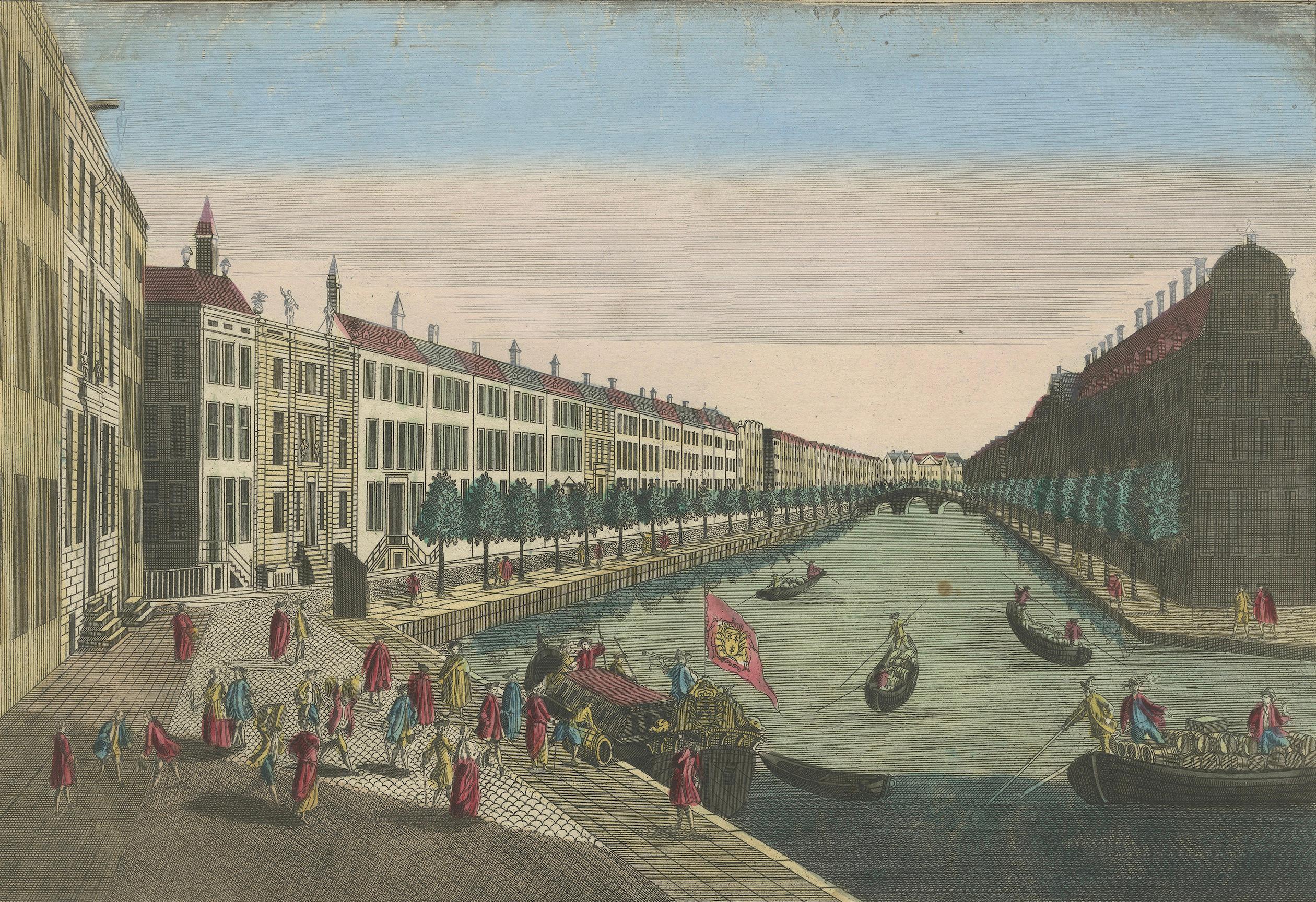 Optica View Amsterdam Spiegelgracht to Leidsegracht, Probst c.1750 For Sale 2