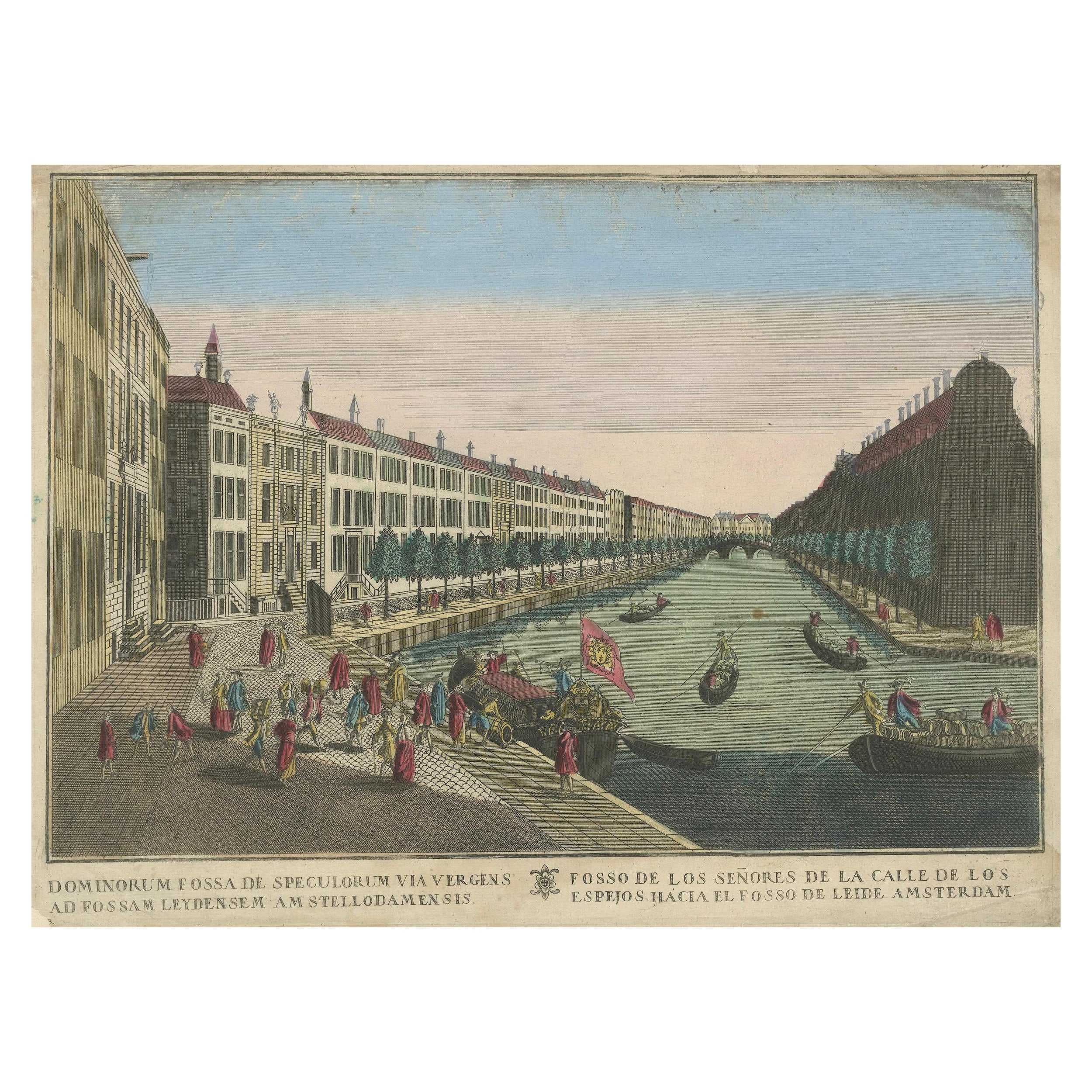 Optica View Amsterdam Spiegelgracht to Leidsegracht, Probst c.1750 For Sale