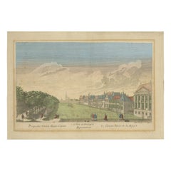 Optica View The Hague Hofvijver & Binnenhof, Basset c.1770 Gravure coloriée à la main
