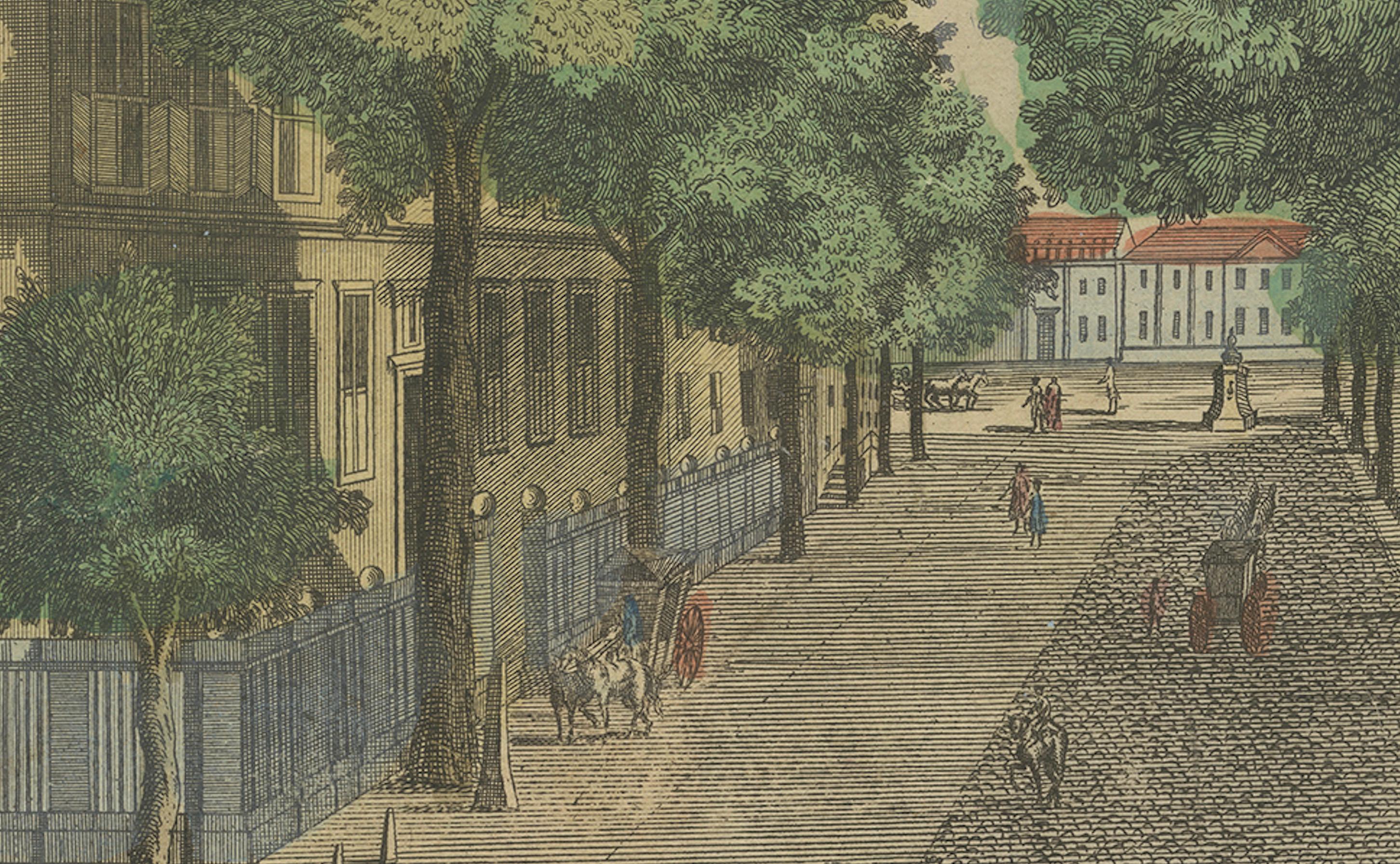 Inciso Vista Optica L'Aia Nieuwe Voorhout dal Bos, 1770 ca. in vendita