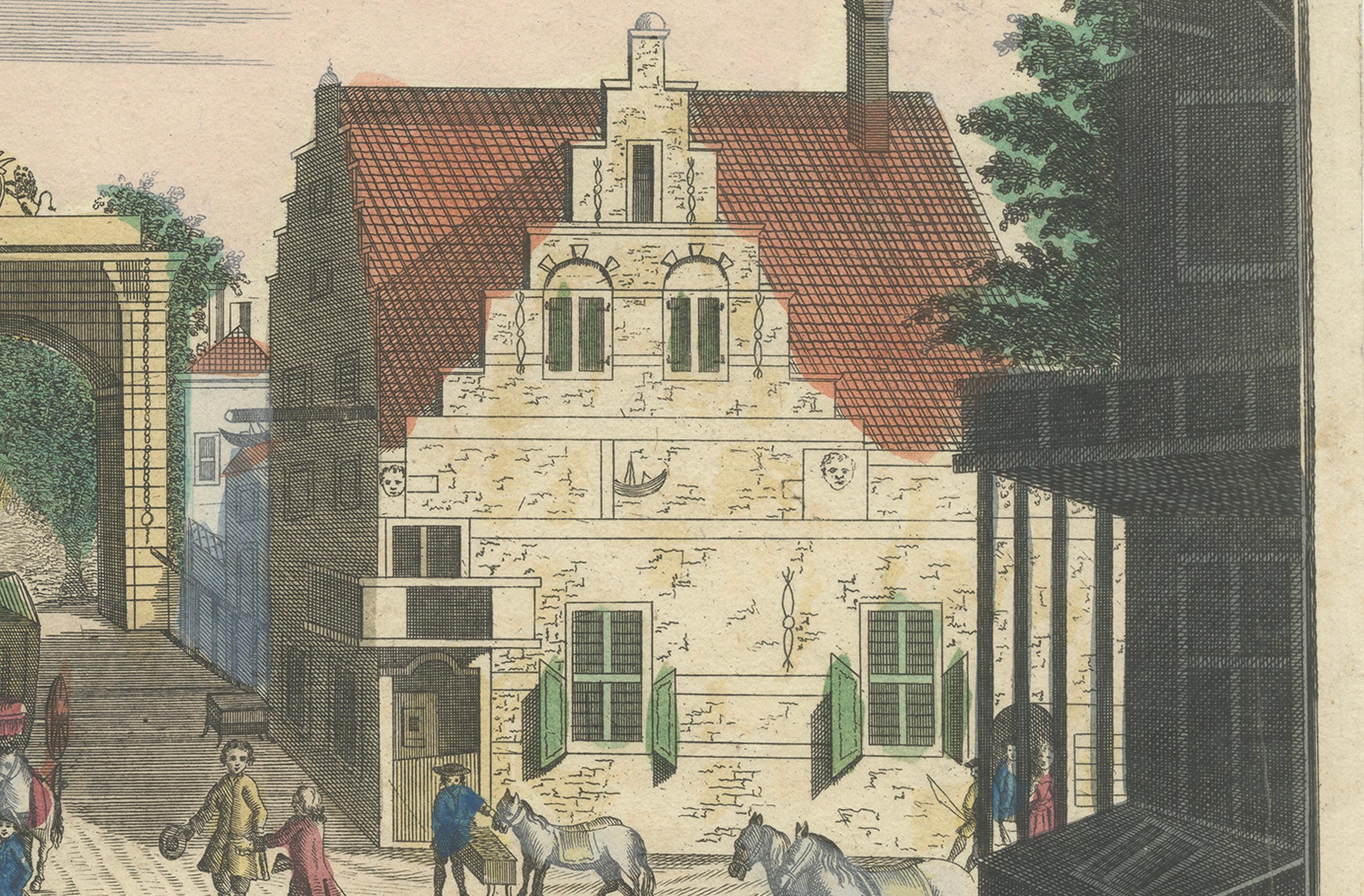 Optica View The Hague Scheveningsebrug & Noordeinde, c.1770 Bon état - En vente à Langweer, NL