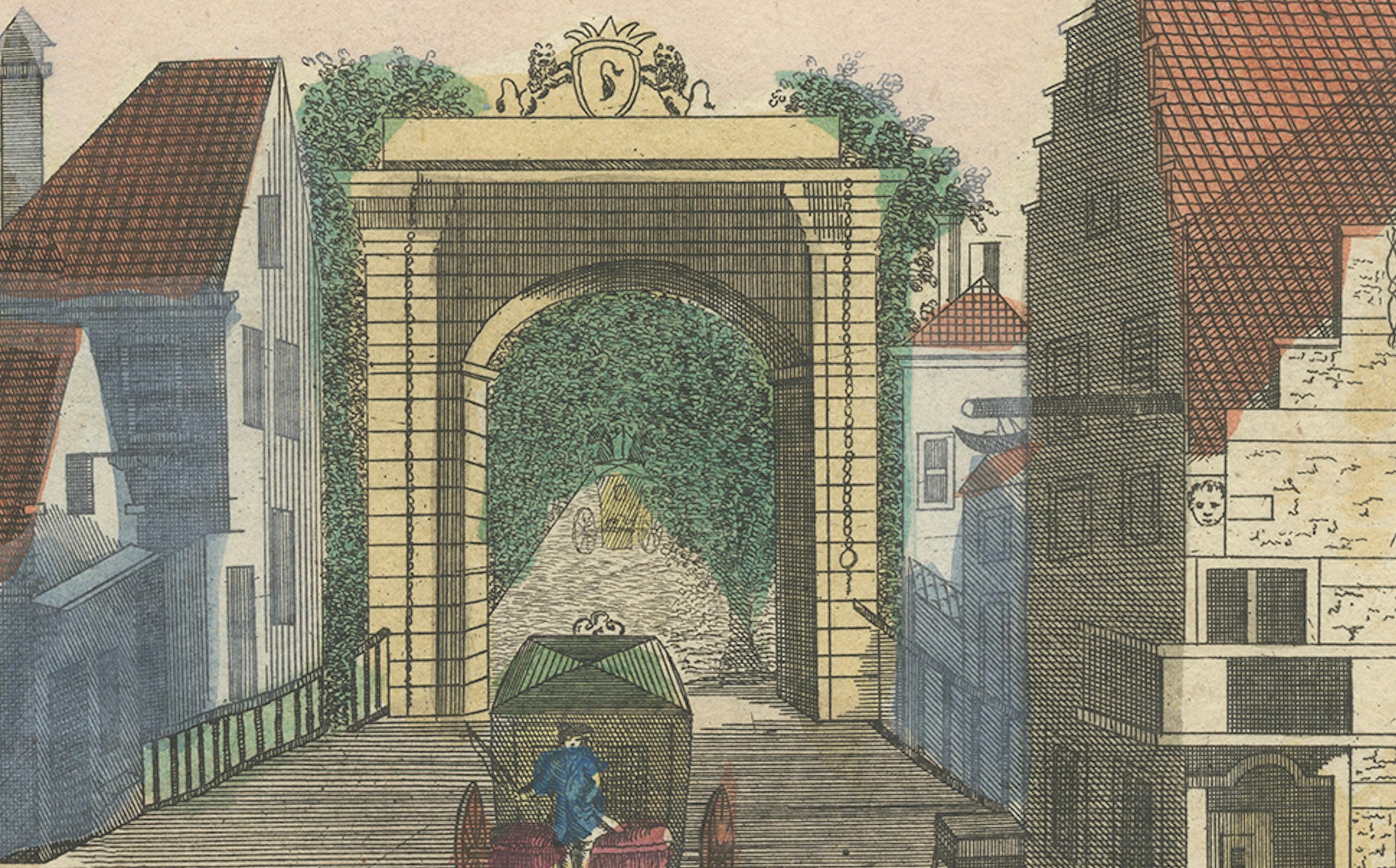 Papier Optica View The Hague Scheveningsebrug & Noordeinde, c.1770 en vente