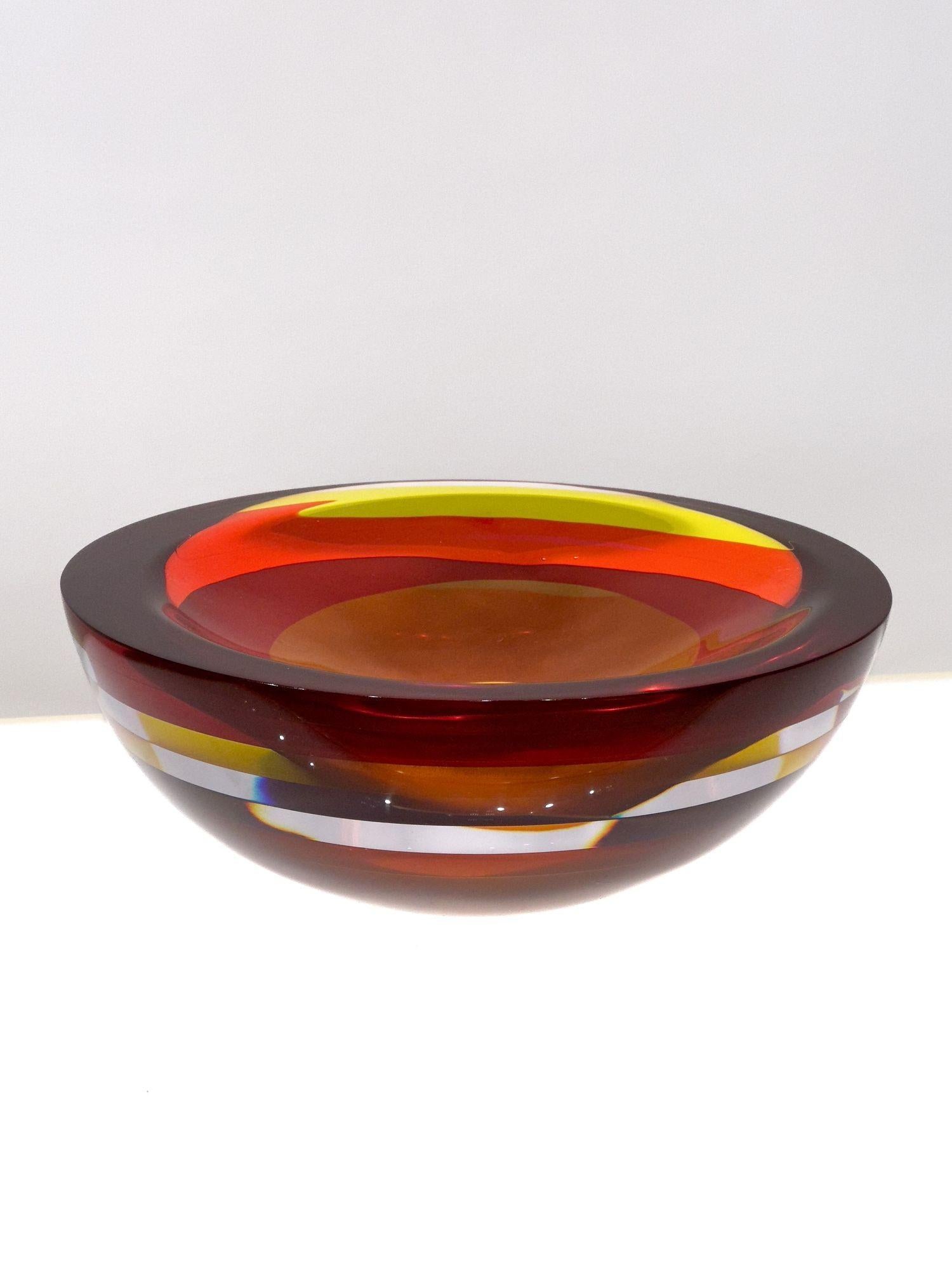 Optical Acrylic Red Bowl by Maya & Terry Balle, Signed Dated, 1994. Excellent condition.
Measures 12.25