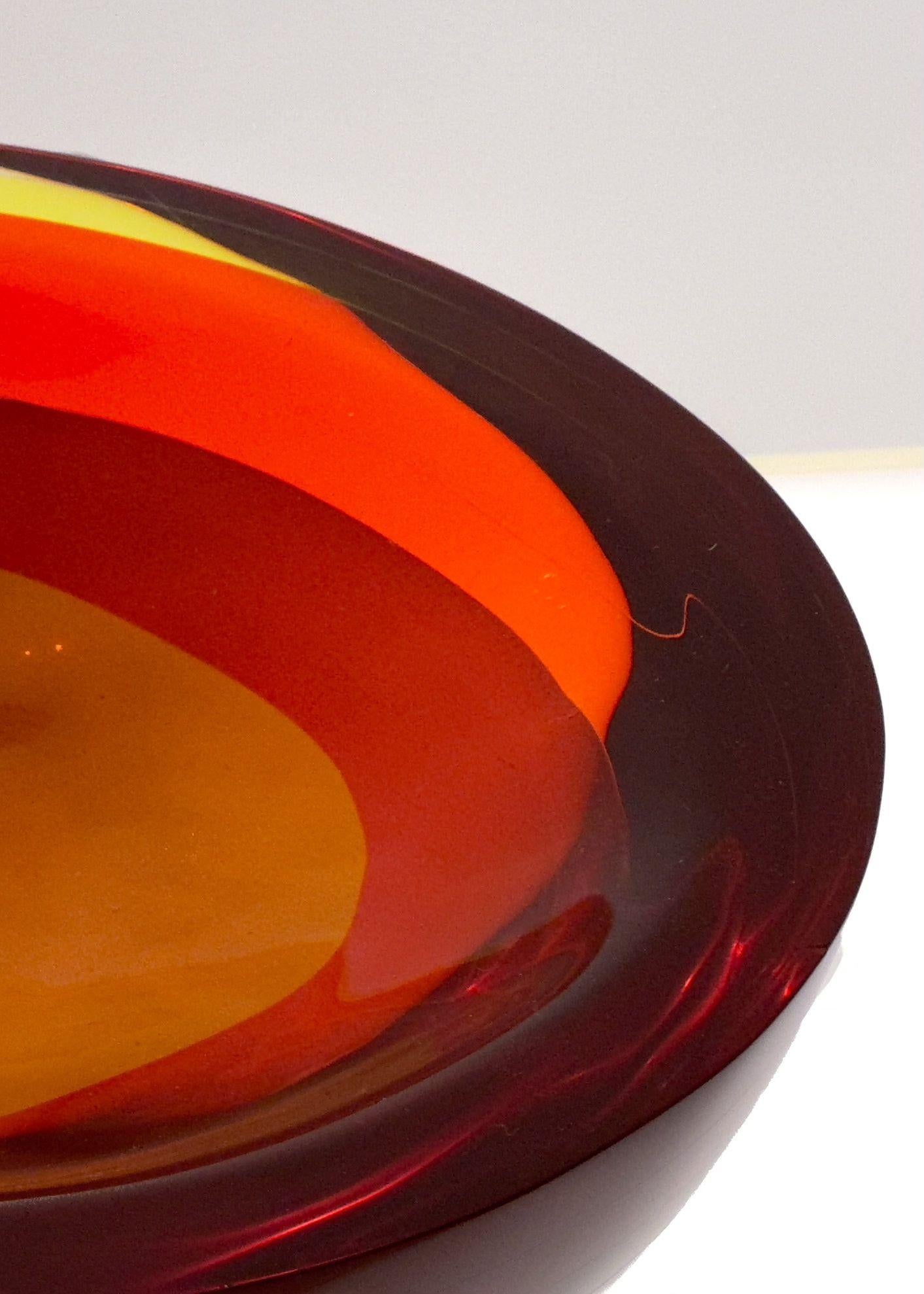 Optical Acrylic Red Bowl by Maya & Terry Balle Signed Dated, 1994 In Excellent Condition For Sale In Chicago, IL