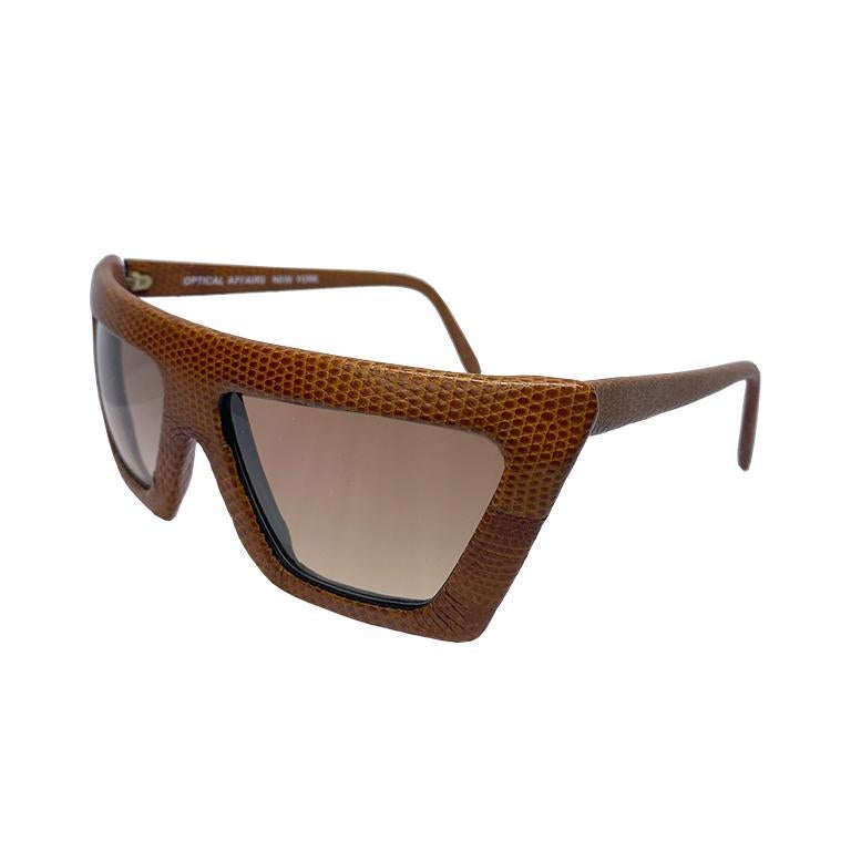Optical Affairs - Series KL2 - lunettes de soleil en peau de lézard marron - 1987  Unisexe en vente