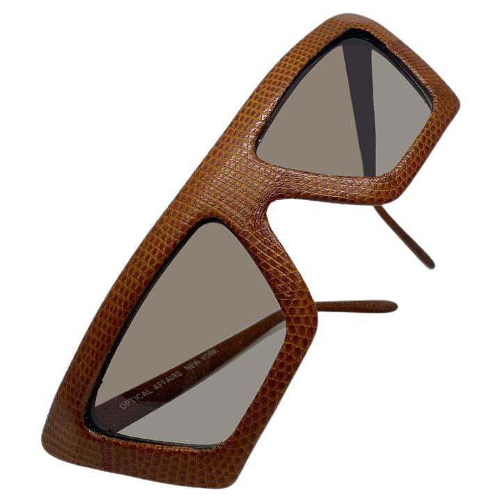 Optical Affairs - Series KL2 - lunettes de soleil en peau de lézard marron - 1987  en vente