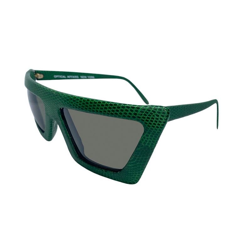 Optical Affairs - Series KL2 - lunettes de soleil en peau de lézard vert - 1987  Unisexe en vente