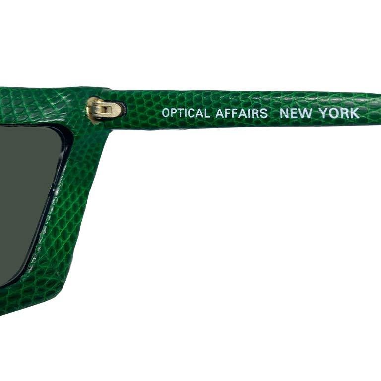 Optical Affairs - Series KL2 - lunettes de soleil en peau de lézard vert - 1987  en vente 1