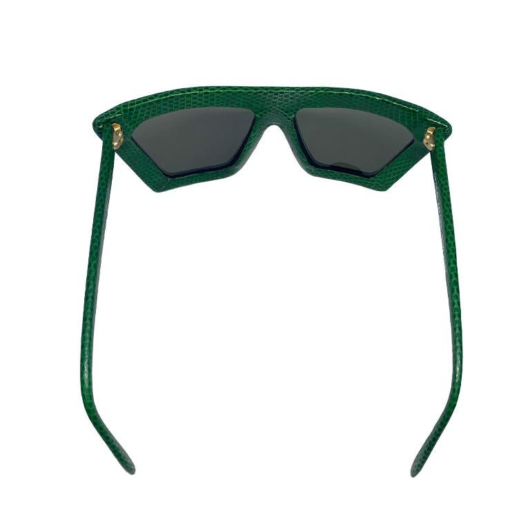 Optical Affairs - Series KL2 - lunettes de soleil en peau de lézard vert - 1987  en vente 2