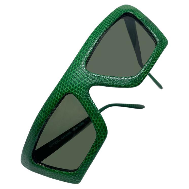 Optical Affairs - Series KL2 - lunettes de soleil en peau de lézard vert - 1987  en vente