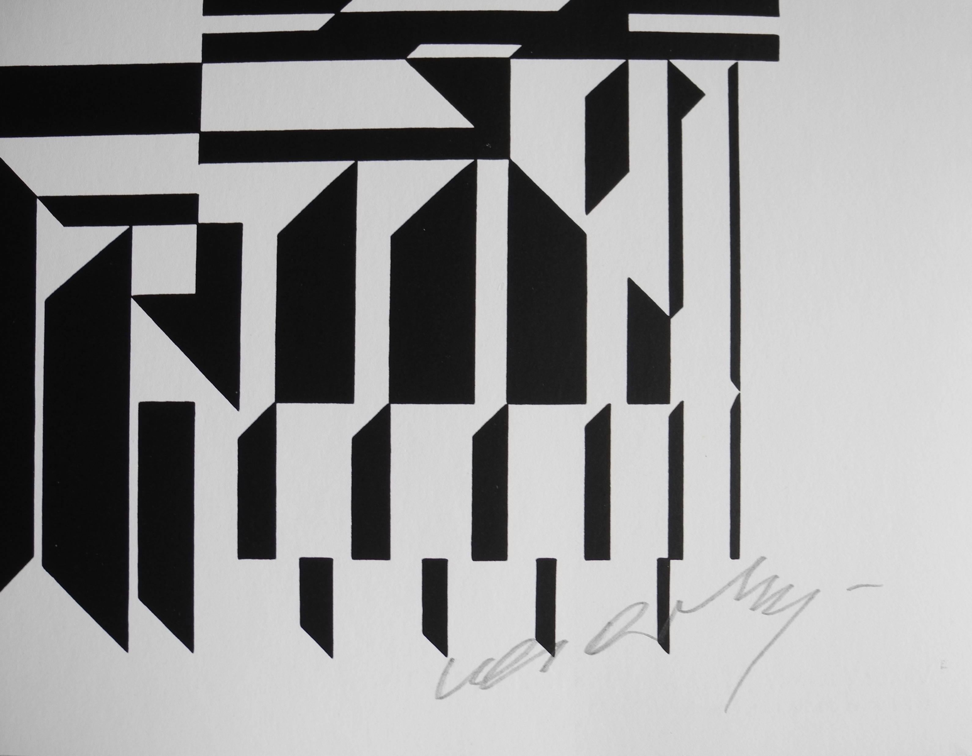 Optical Art Black and White Lithographs or Screen-Prints by Victor Vasarely For Sale 2