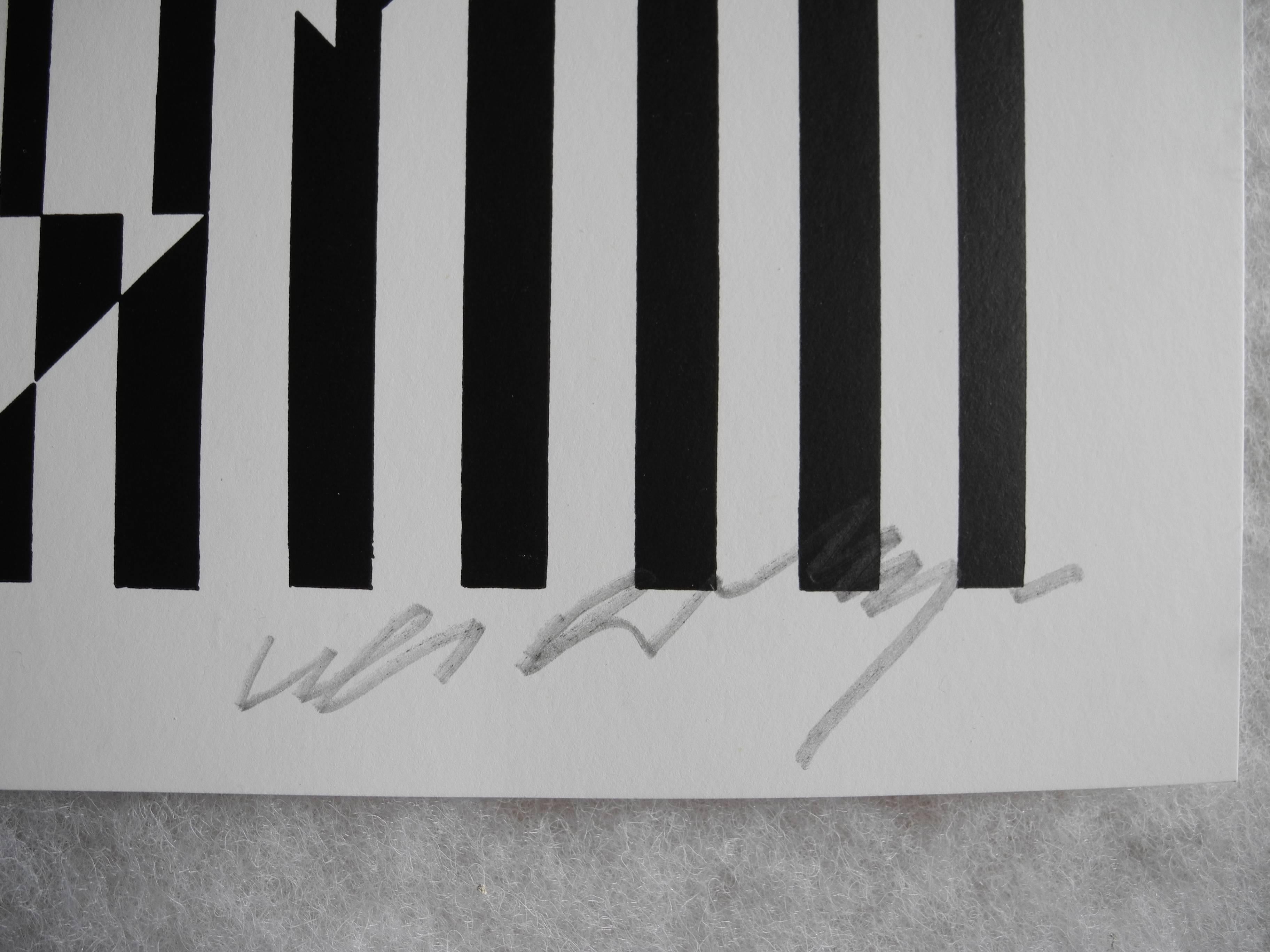 Optical Art Black and White Lithographs or Screen-Prints by Victor Vasarely In Excellent Condition For Sale In Hudson, NY
