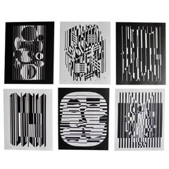 Optical Art Black and White Lithographs or Screen-Prints by Victor Vasarely