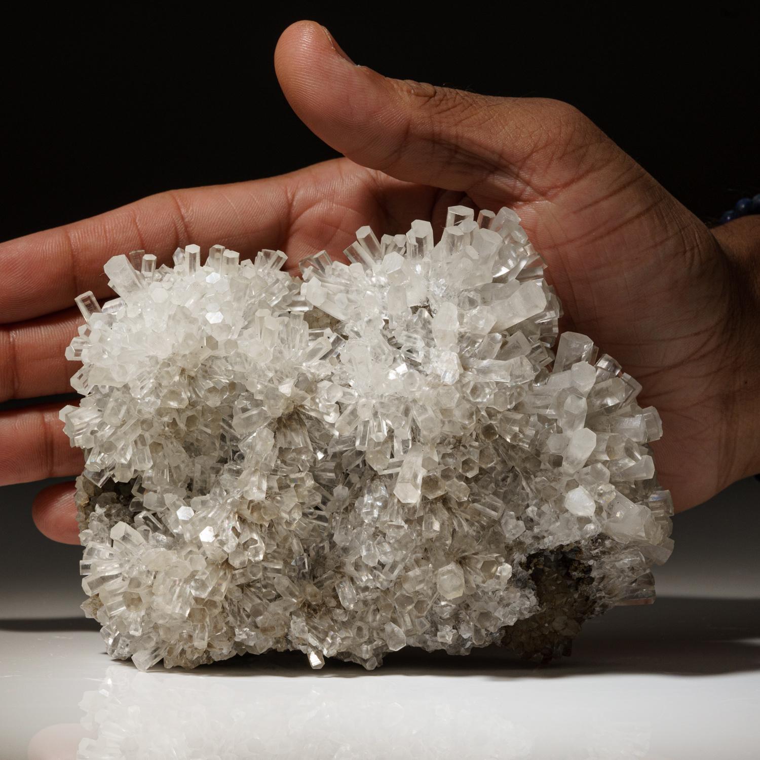 From Leiping Mine, Guiyang, Hunan, China

Internally flawless crystal cluster of optical-grade colorless calcite on gossan matrix. The calcite crystal are fully terminated with hexagonal prism shape with a flat termination with water transparency