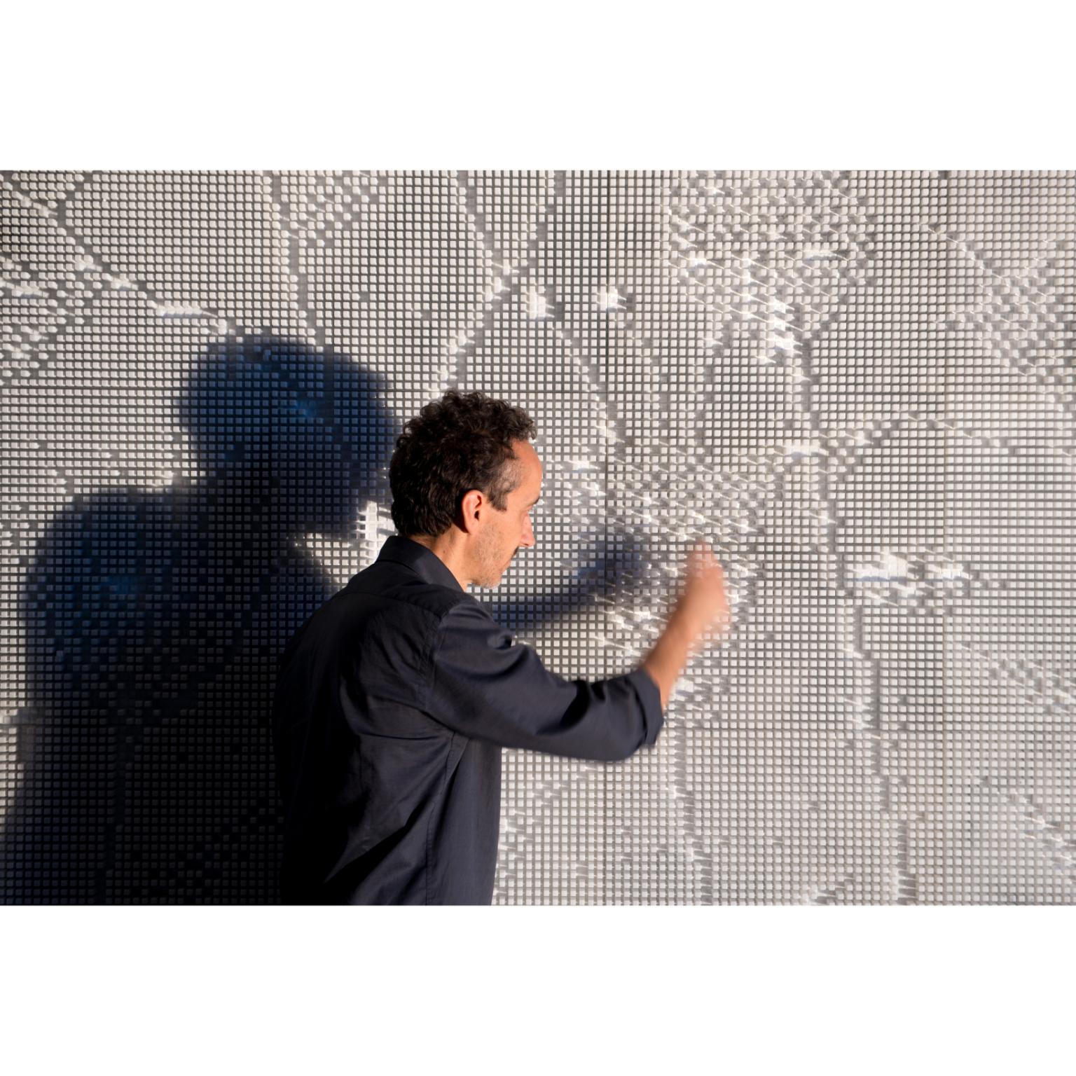 Optical Decorative Wall Panel in White Carrara Marble by Bufalini Marmi For Sale 3