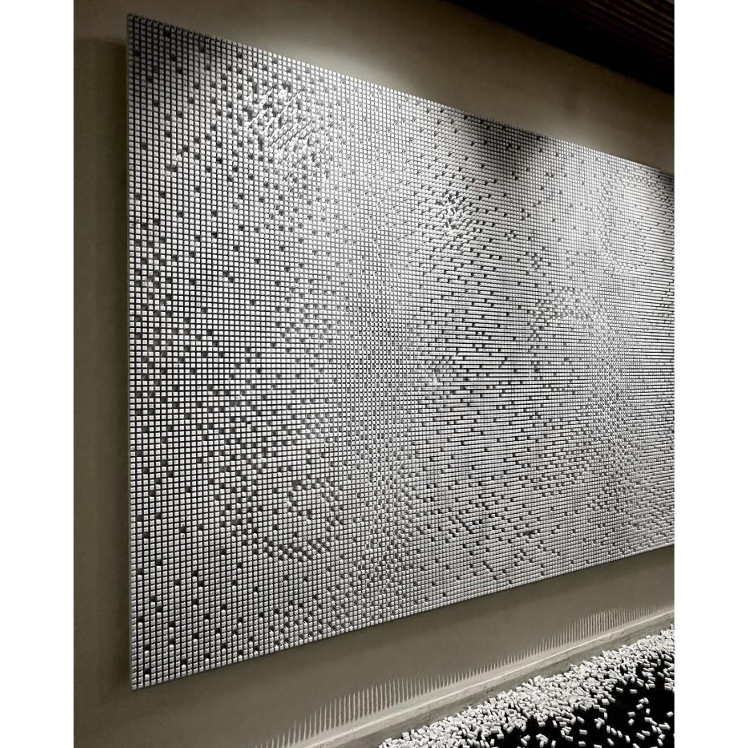 Contemporary Optical Decorative Wall Panel in White Carrara Marble by Bufalini Marmi For Sale