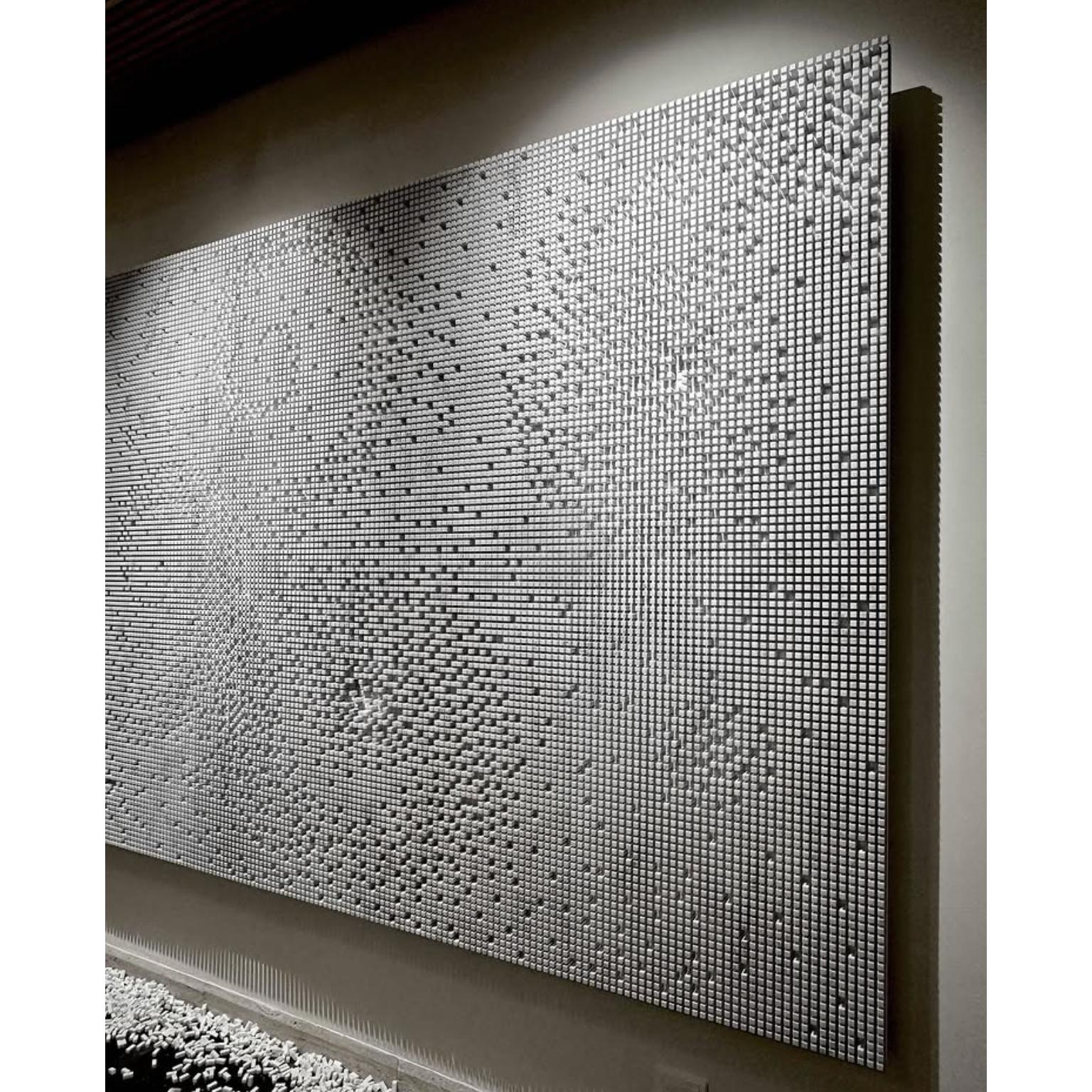 Optical Decorative Wall Panel in White Carrara Marble by Bufalini Marmi For Sale 2