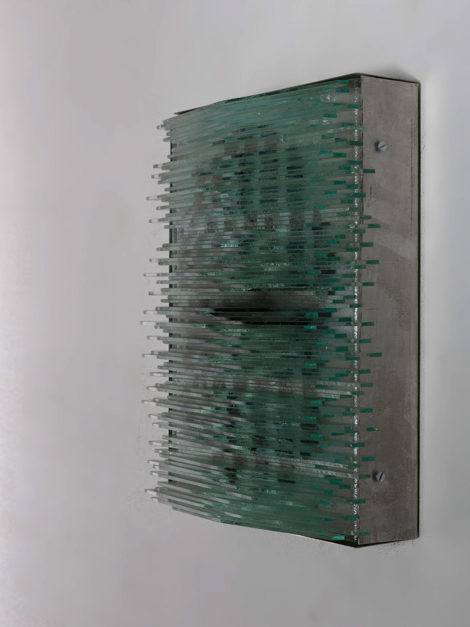 Italian Optical Geometric Glass Sconce by Lumenform, Italy, 1970s For Sale