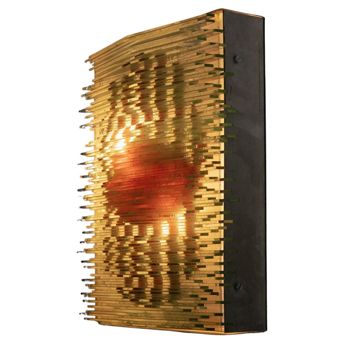 Optical Geometric Glass Sconce by Lumenform, Italy, 1970s For Sale