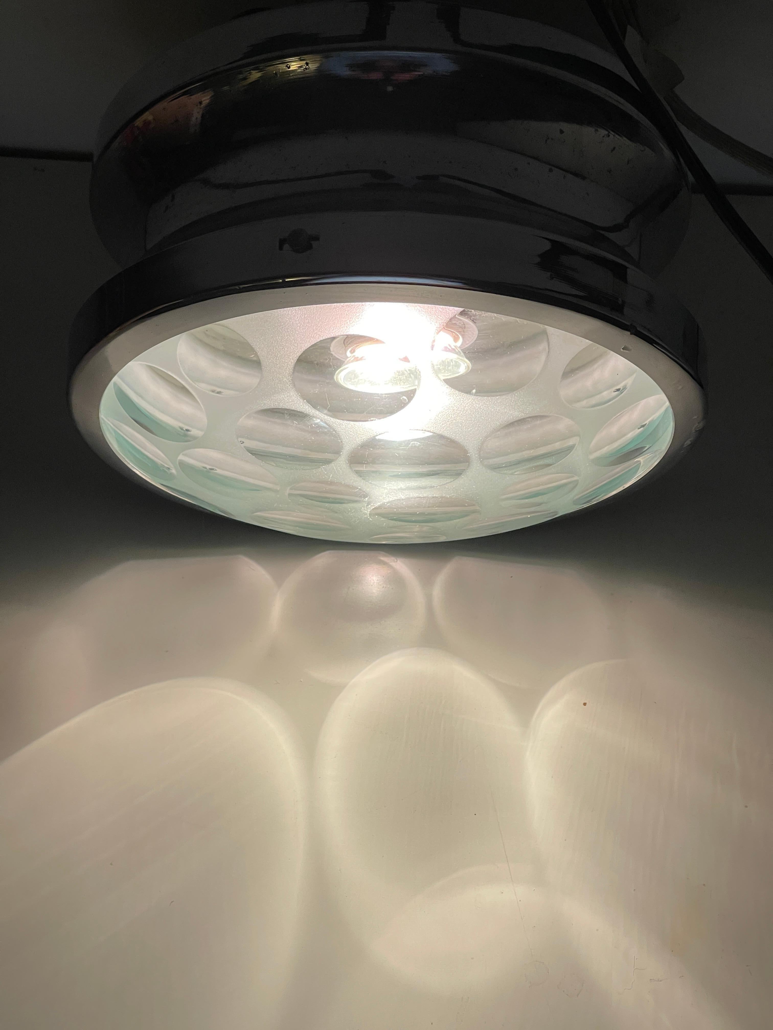 Luz empotrada de cristal óptico y cromo en venta 5
