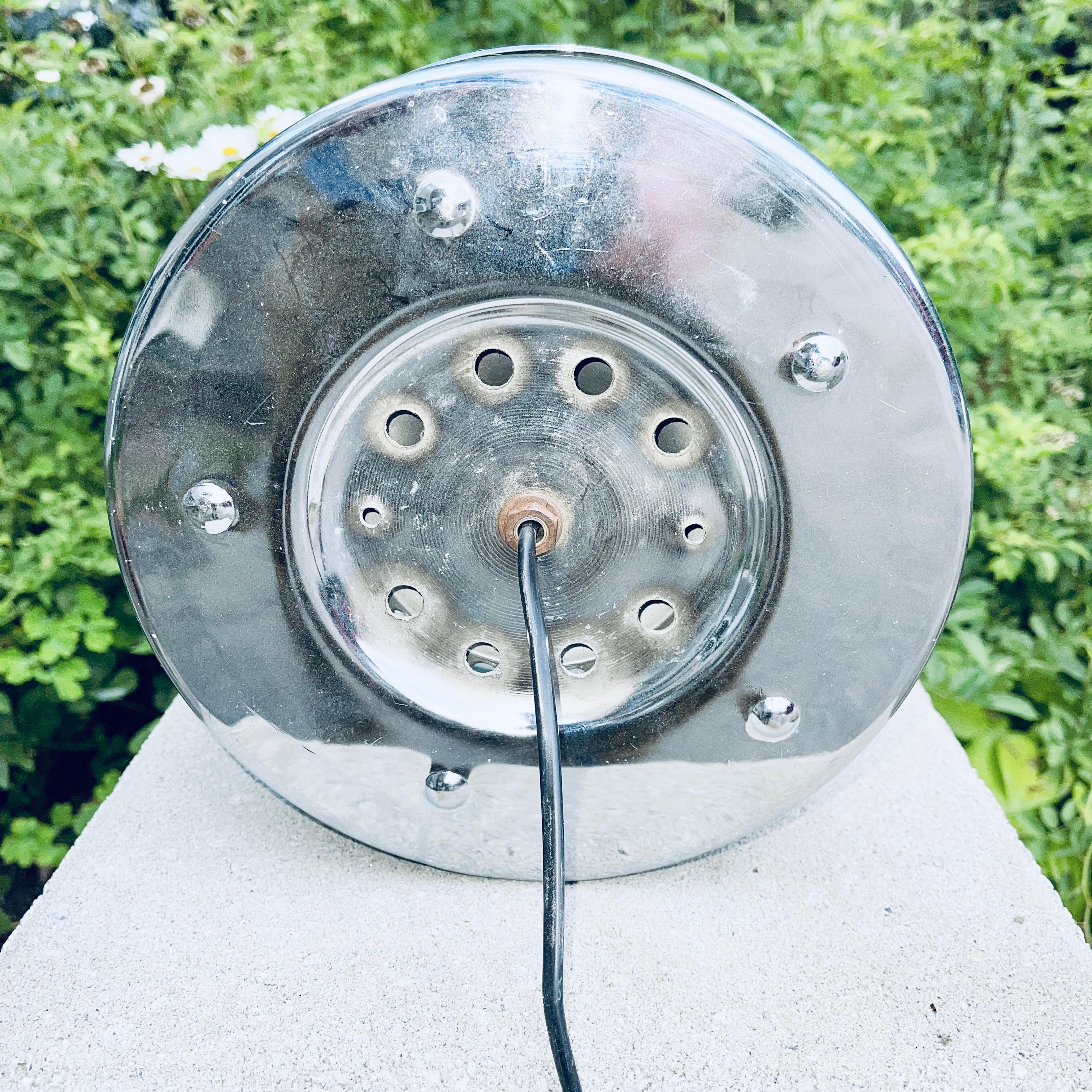 Mid-20th Century Optical Glass and Chrome Flush Mounted Light For Sale