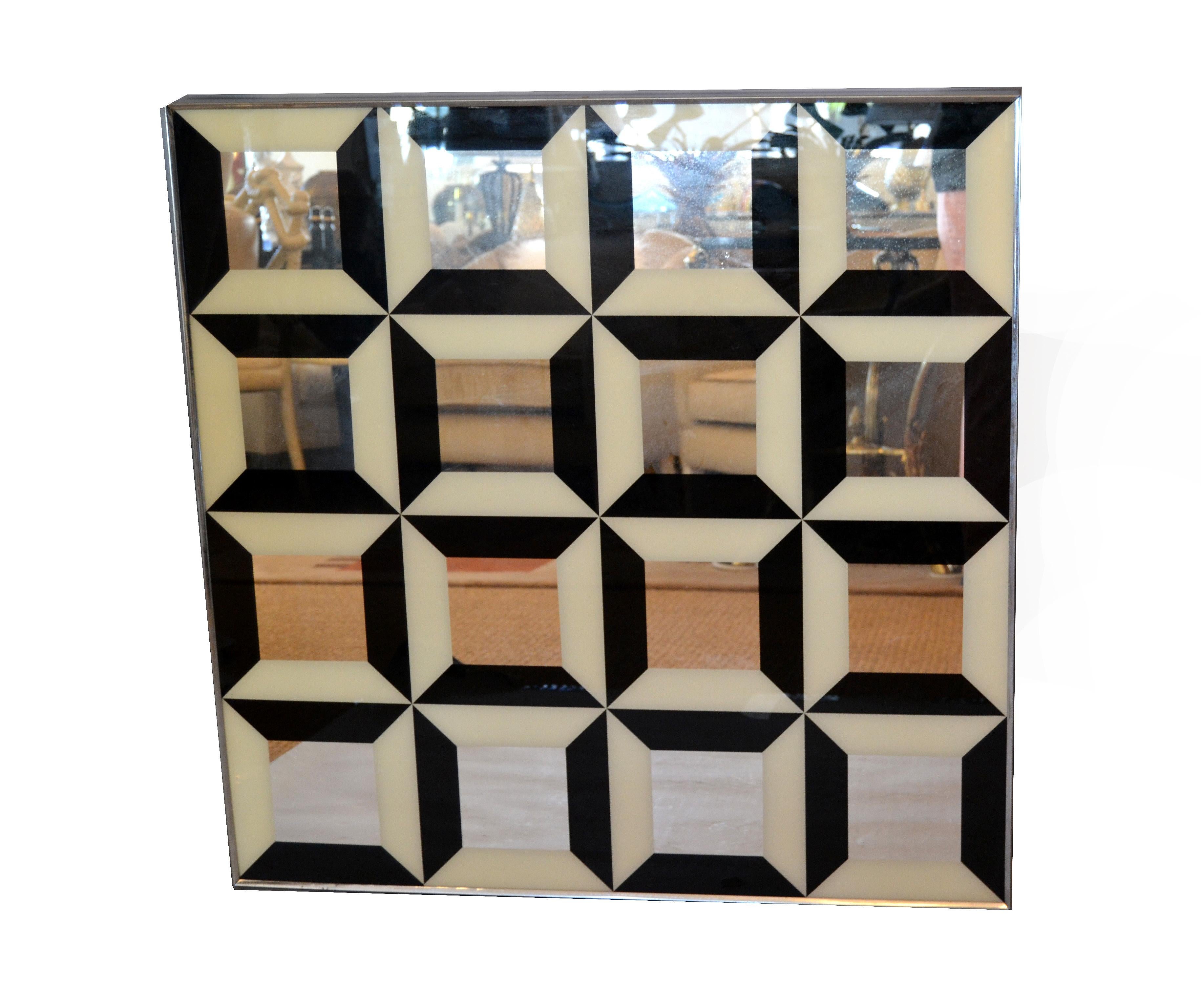 Optical Illusion Diamond Pop Art Mirror in the Style of Verner Panton 1