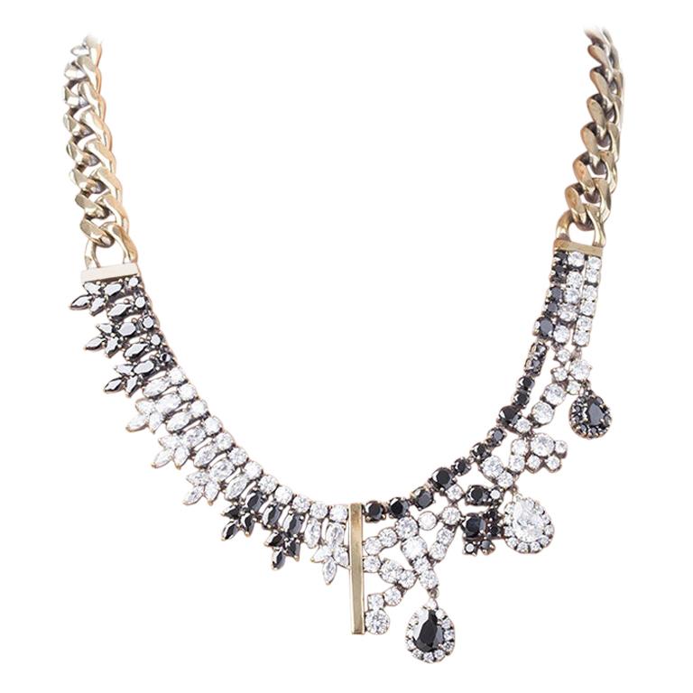 Optical Necklace with Black and White Zircons from IOSSELLIANI For Sale