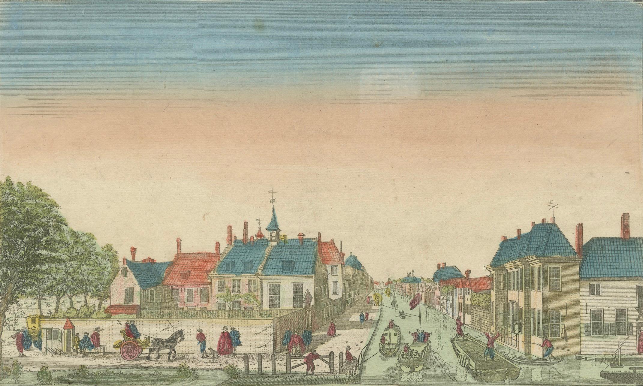 Papier Gravure optique du canal de Delft, La Haye, par Jean-François Daumont, vers 1770 en vente