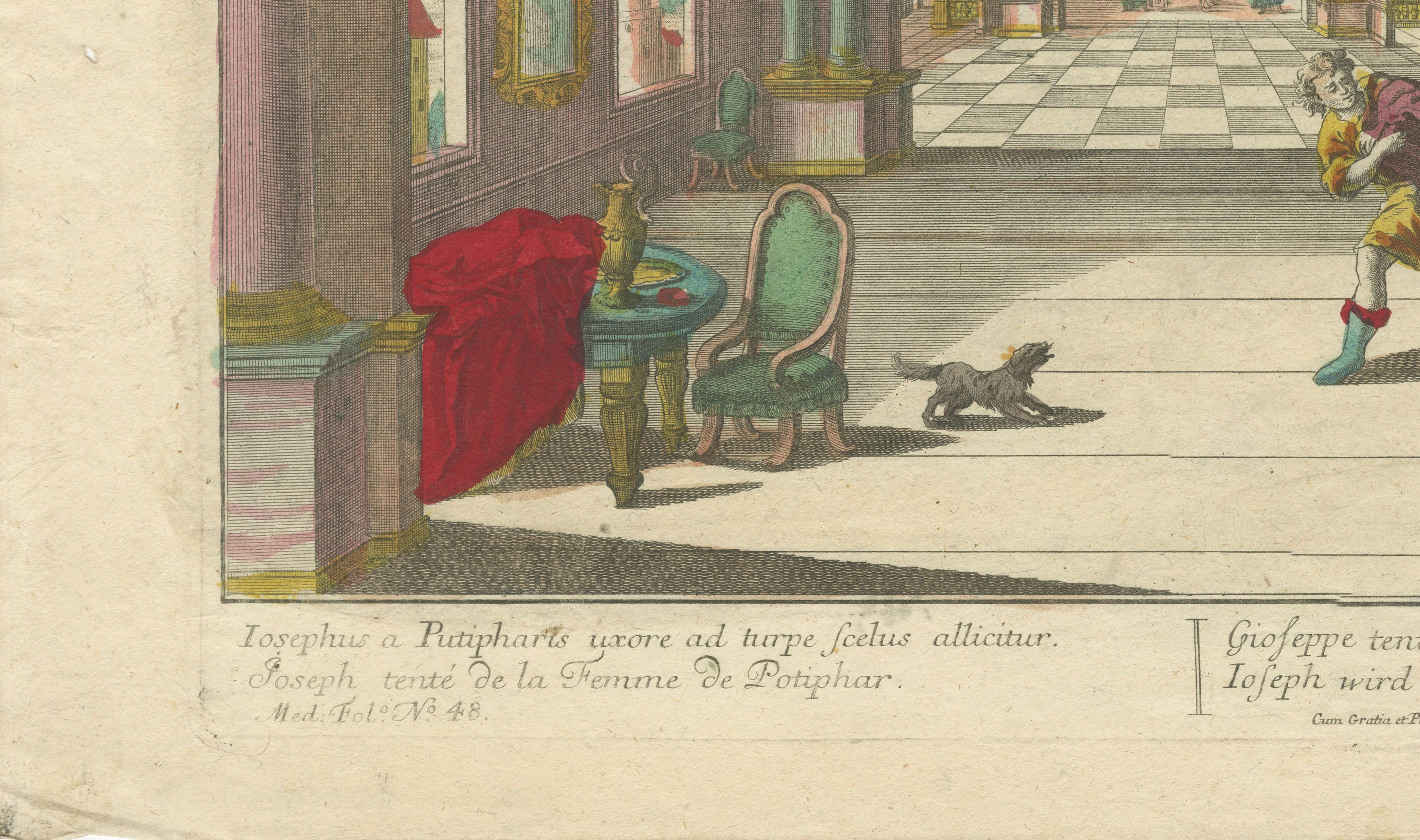 Optical Print of Joseph Tempted by Potiphar’s Wife, 1770 – Dramatic Bible Scene In Good Condition For Sale In Langweer, NL