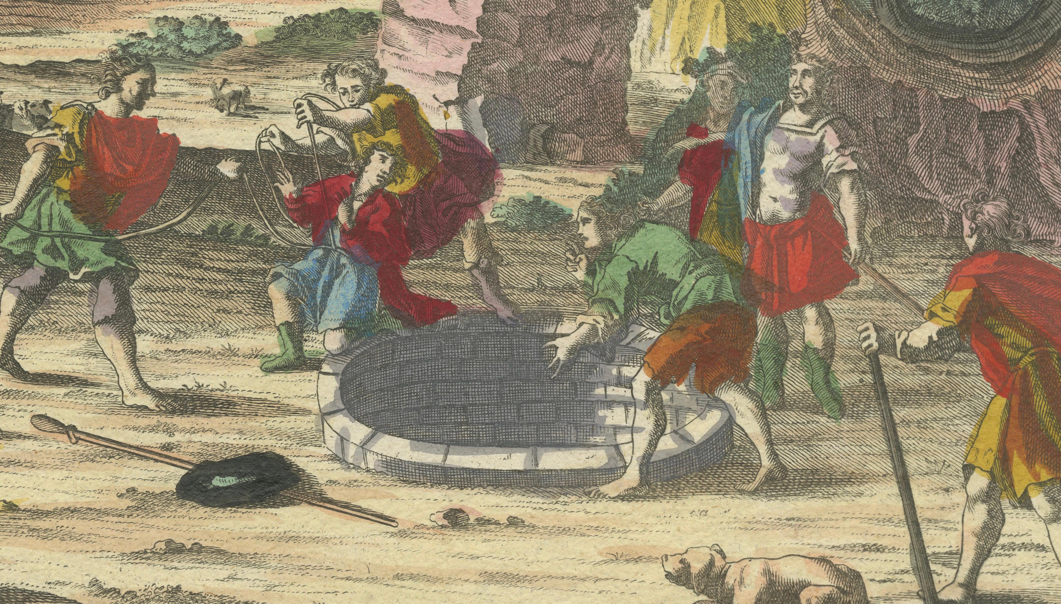 Engraved Optical Print of Joseph Thrown into a Pit by His Brothers, 1770 - Biblical Scene For Sale