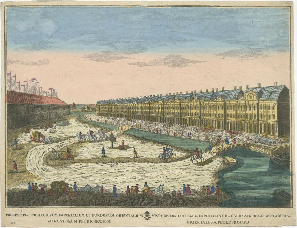 Optical Print of the Imperial Colleges and Warehouses in St. Petersburg, Russia