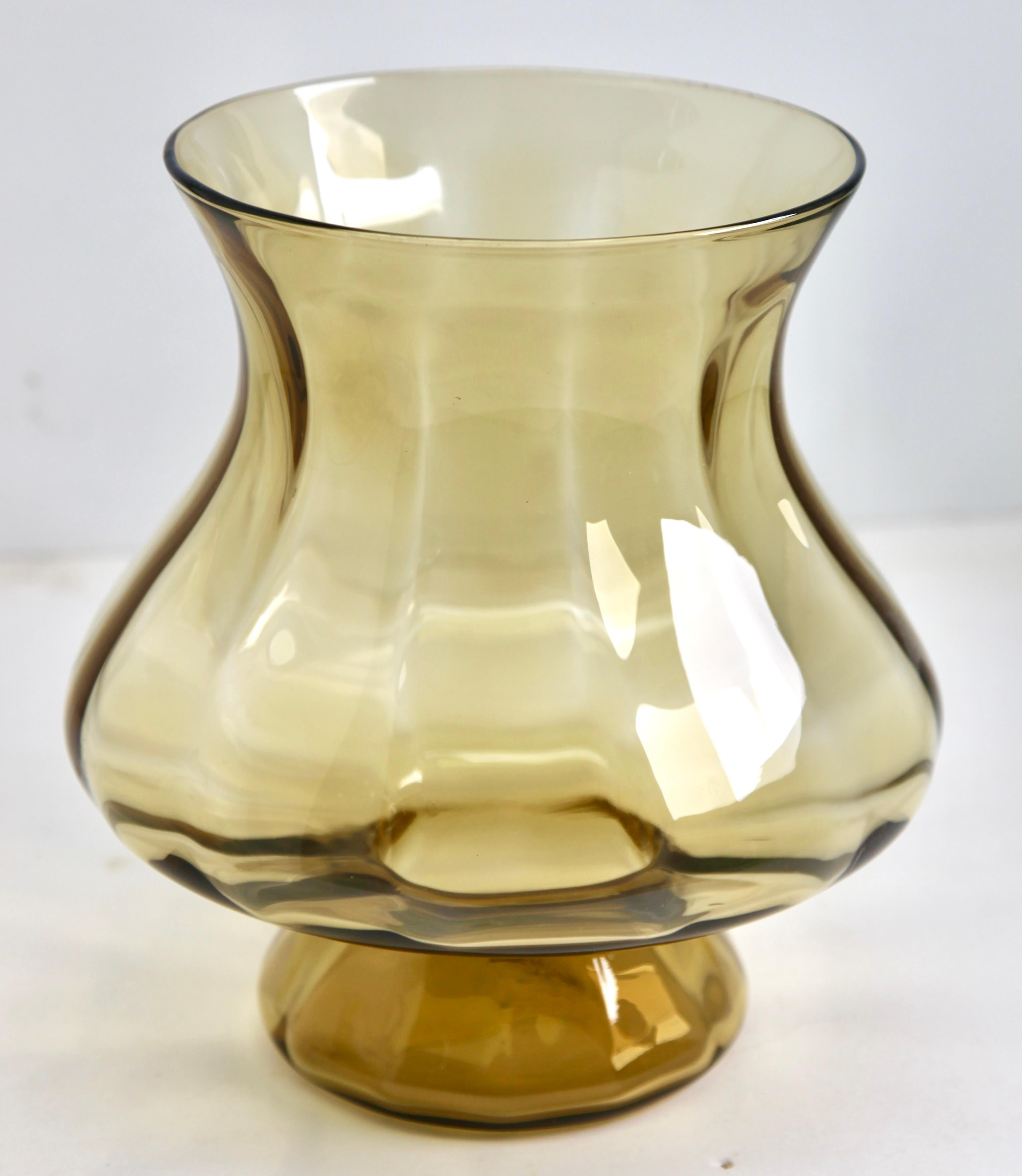 Italian Optical Ribs Glass Jar with Lid in the Style of Empoli