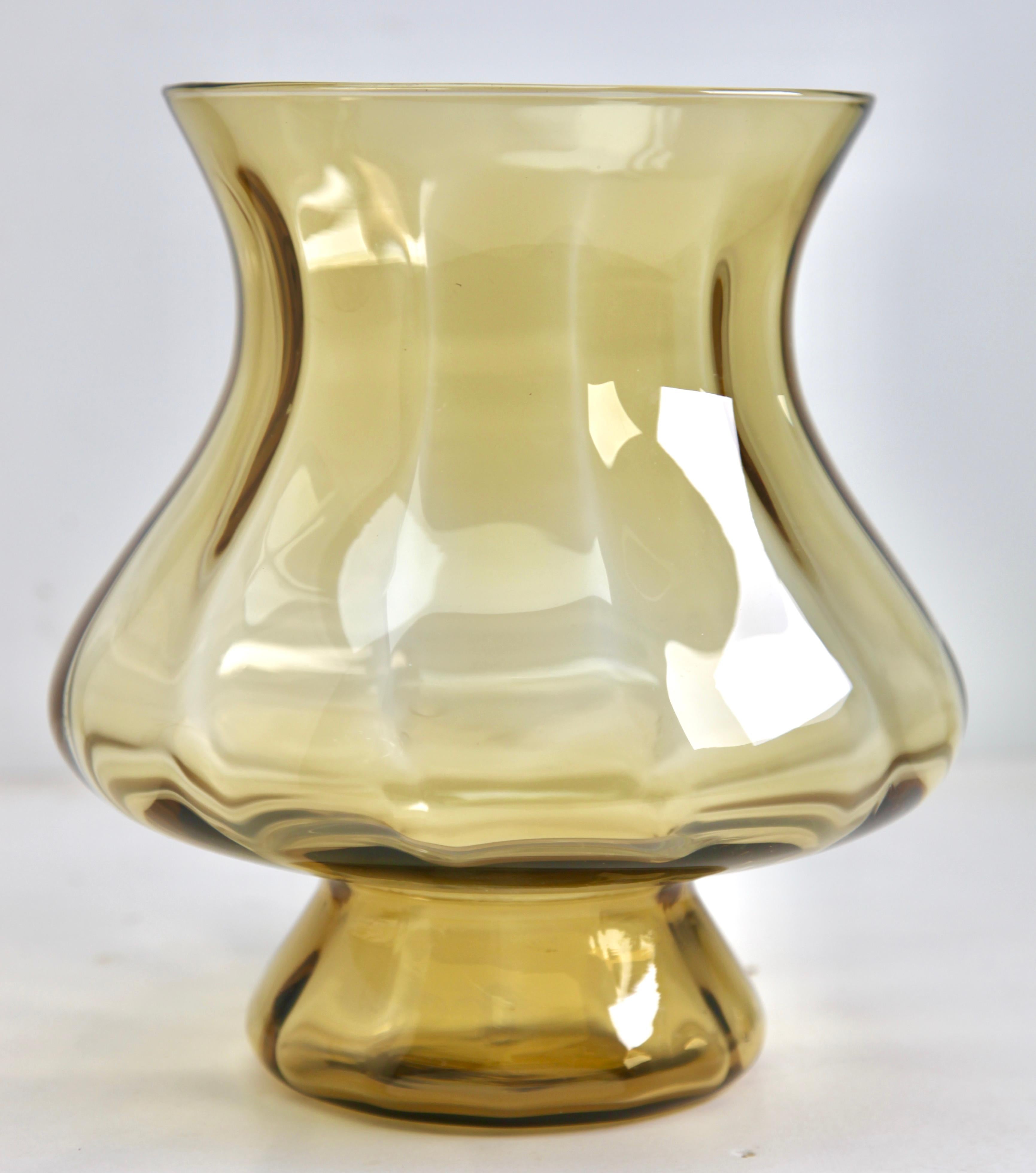Hand-Crafted Optical Ribs Glass Jar with Lid in the Style of Empoli