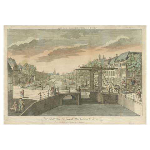 Optical View of Grand Bierkade, The Hague by Jacques Chereau, ca. 1750