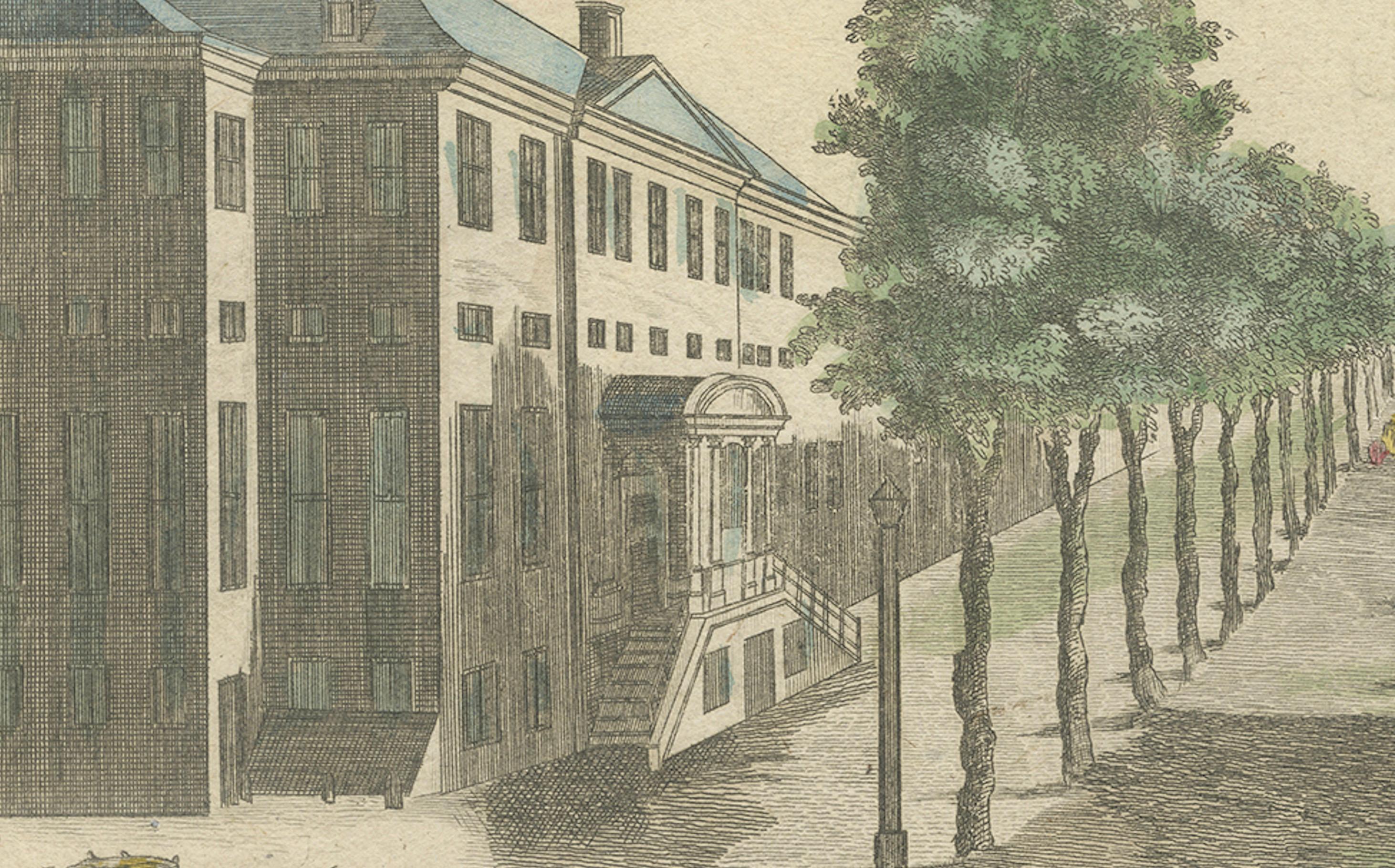 Vue optique de la promenade du Petit Voorhout à La Haye - Basset c.1770 Bon état - En vente à Langweer, NL