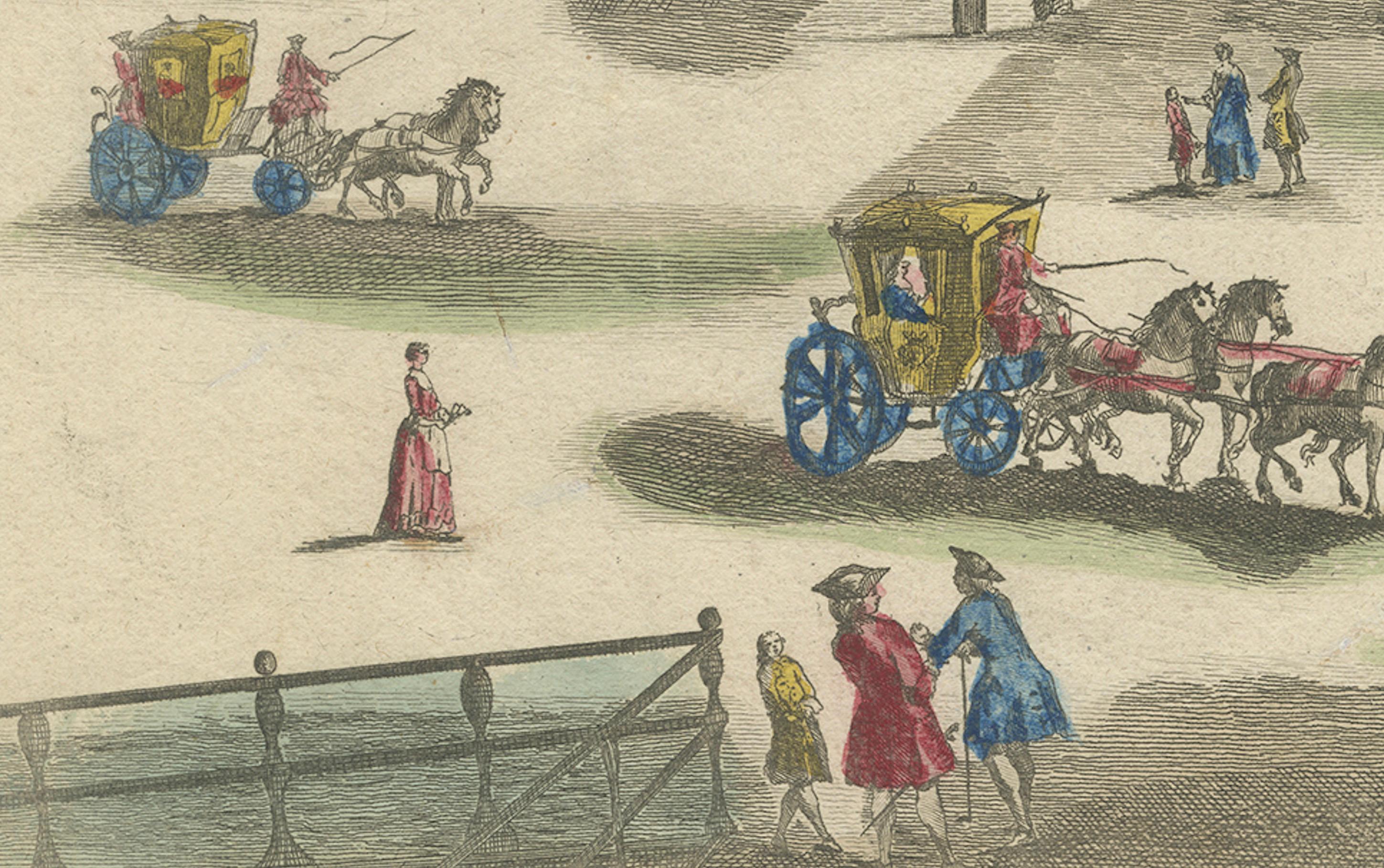 Fin du XVIIIe siècle Vue optique de la promenade du Petit Voorhout à La Haye - Basset c.1770 en vente