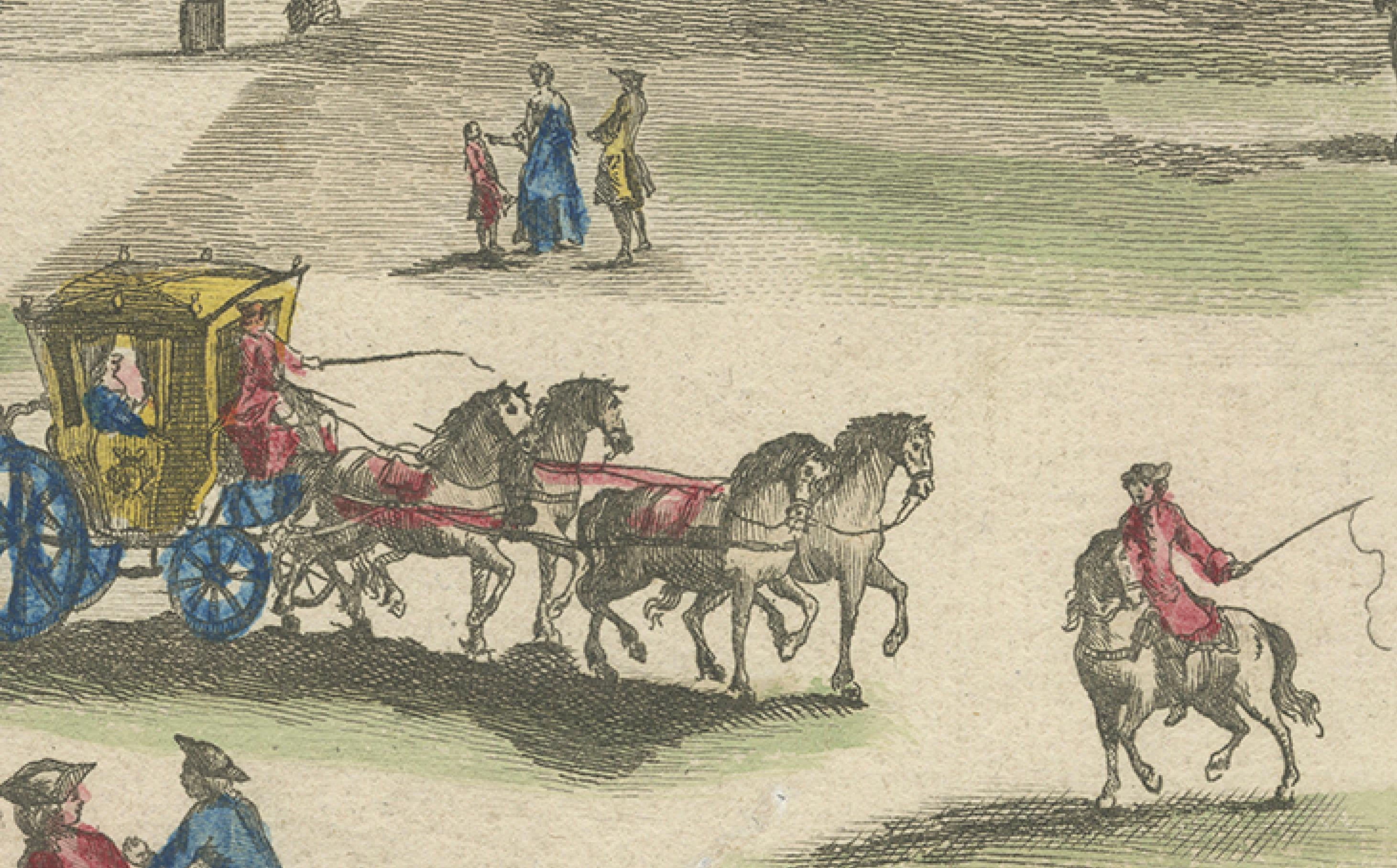 Papier Vue optique de la promenade du Petit Voorhout à La Haye - Basset c.1770 en vente