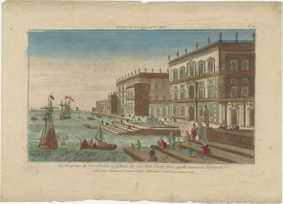Optical View of the Port of Boeotia Near the Island of Evvia, Greece