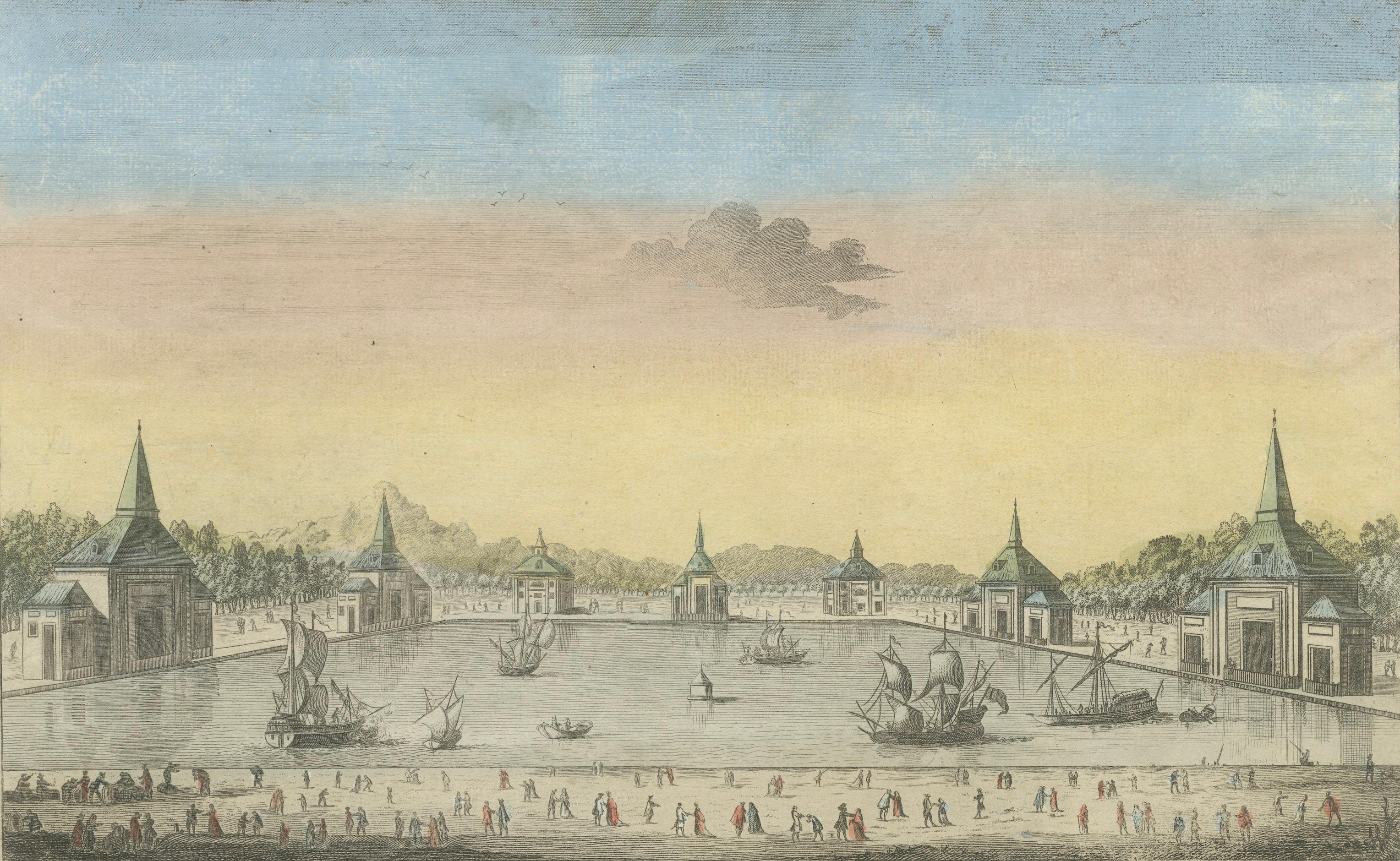French Optical View of the Spanish Royal Retreat, Daumont, Paris circa 1770 For Sale