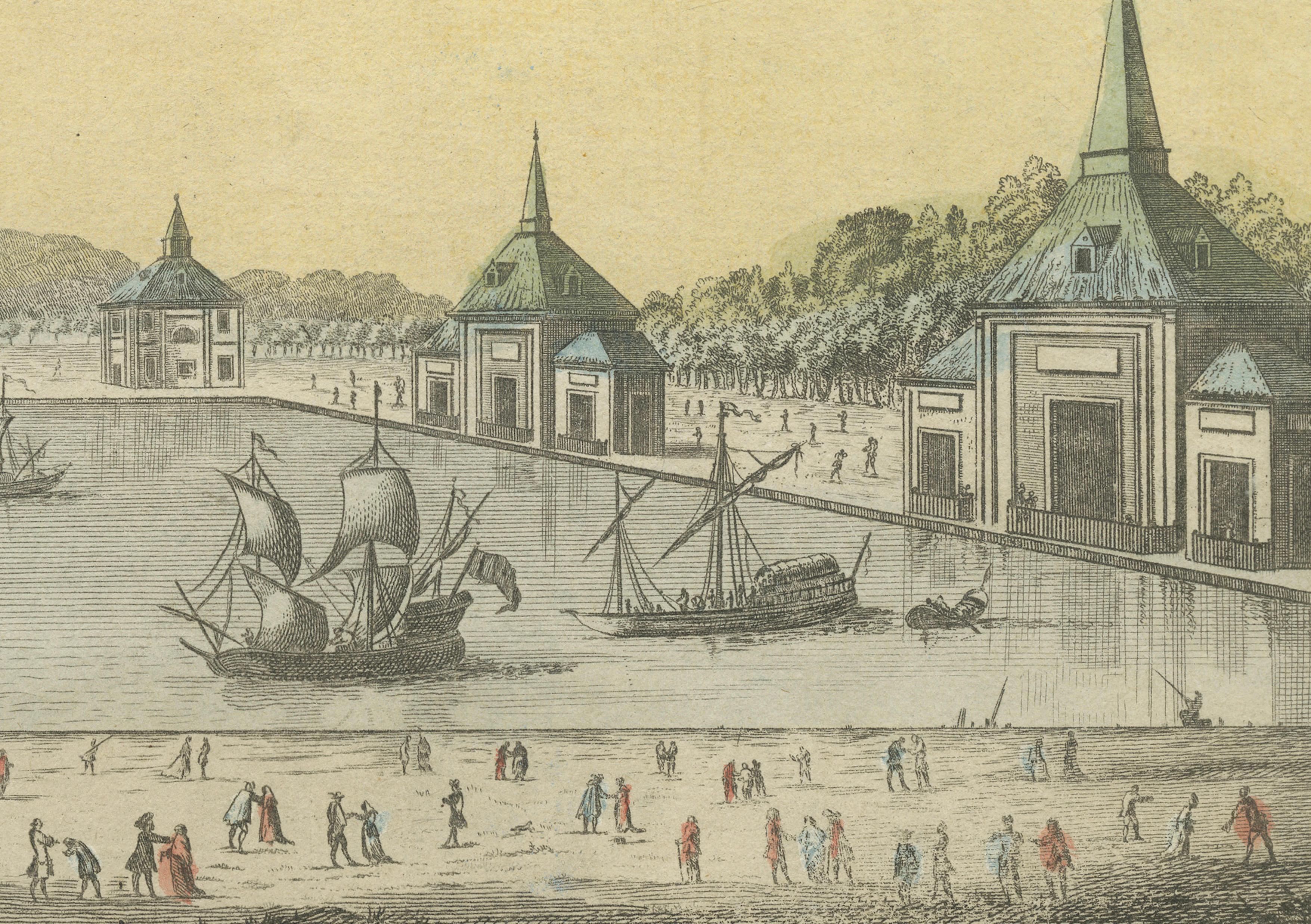 Engraved Optical View of the Spanish Royal Retreat, Daumont, Paris circa 1770 For Sale