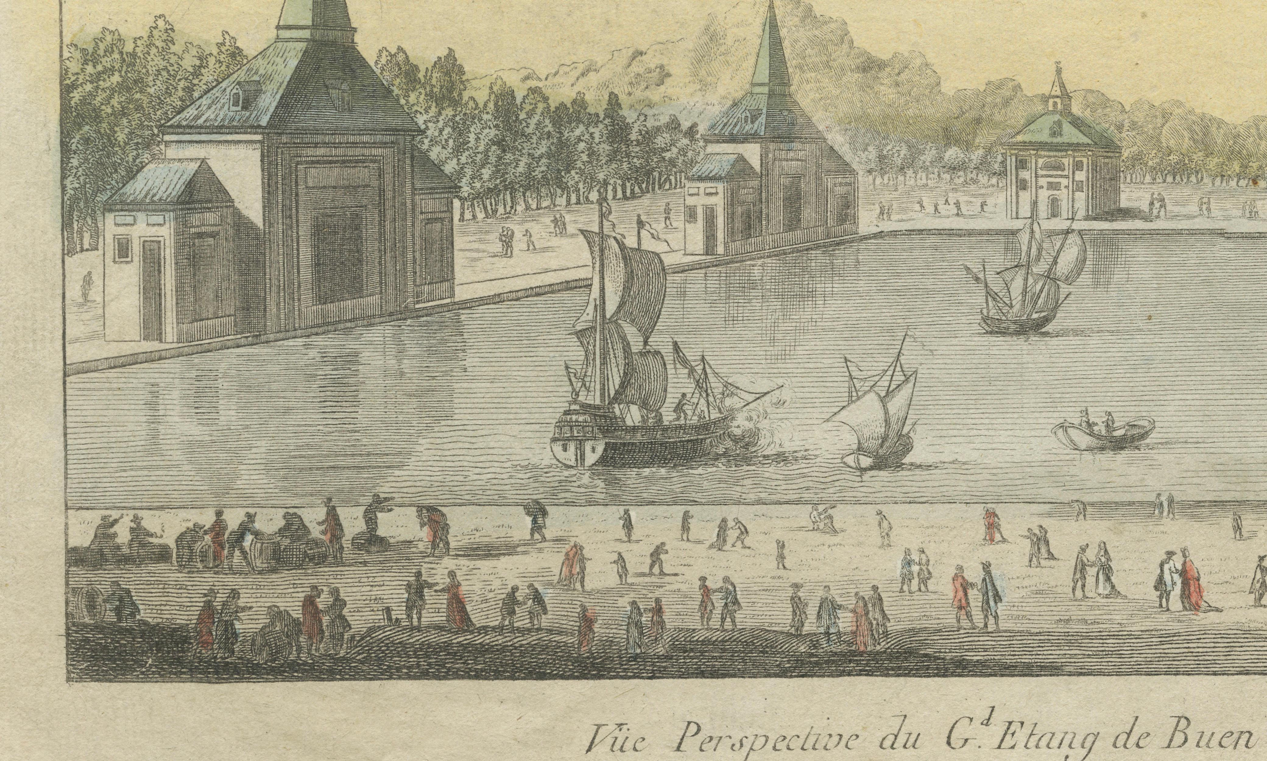 Optical View of the Spanish Royal Retreat, Daumont, Paris circa 1770 In Good Condition For Sale In Langweer, NL