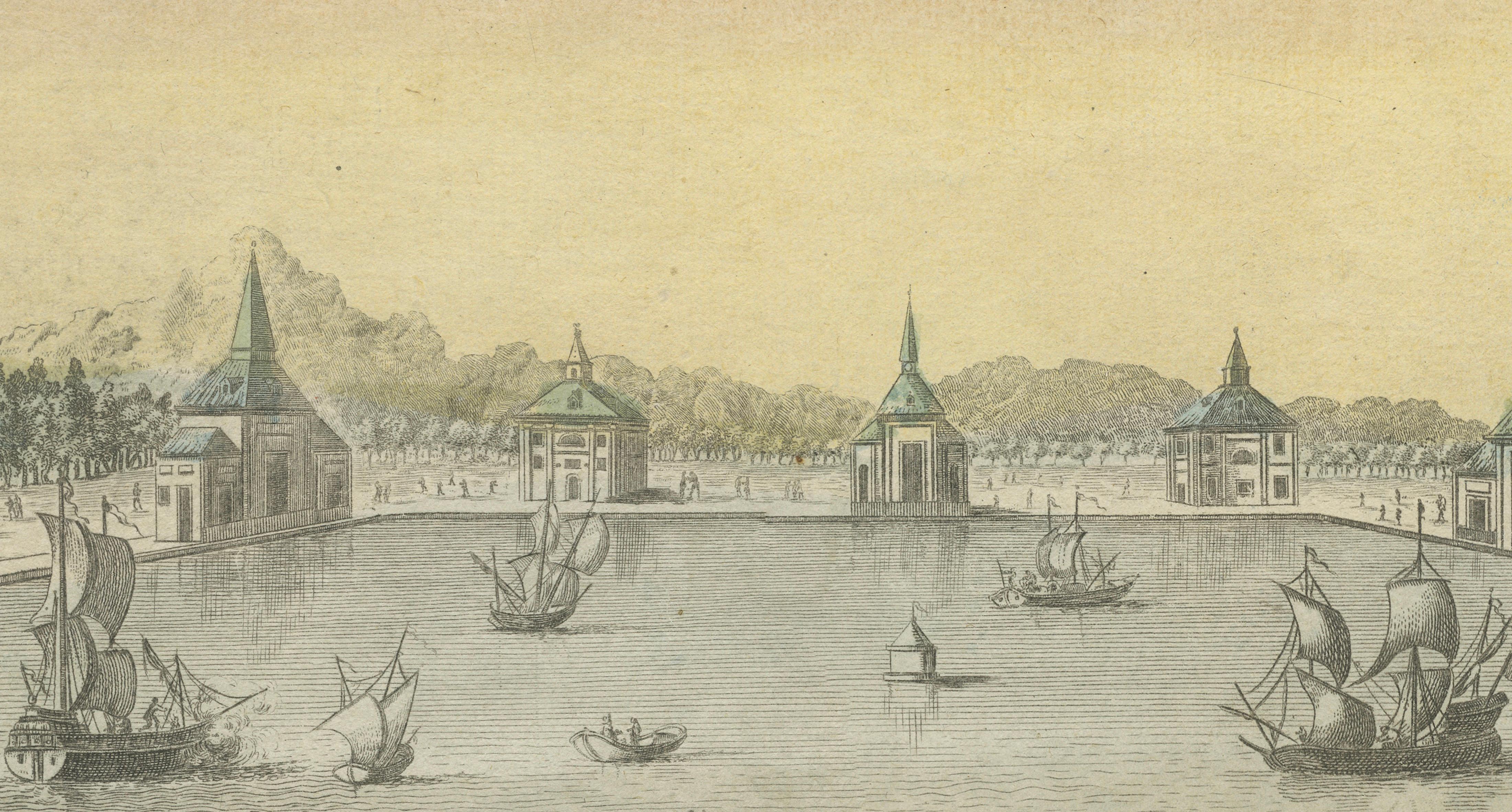 Paper Optical View of the Spanish Royal Retreat, Daumont, Paris circa 1770 For Sale