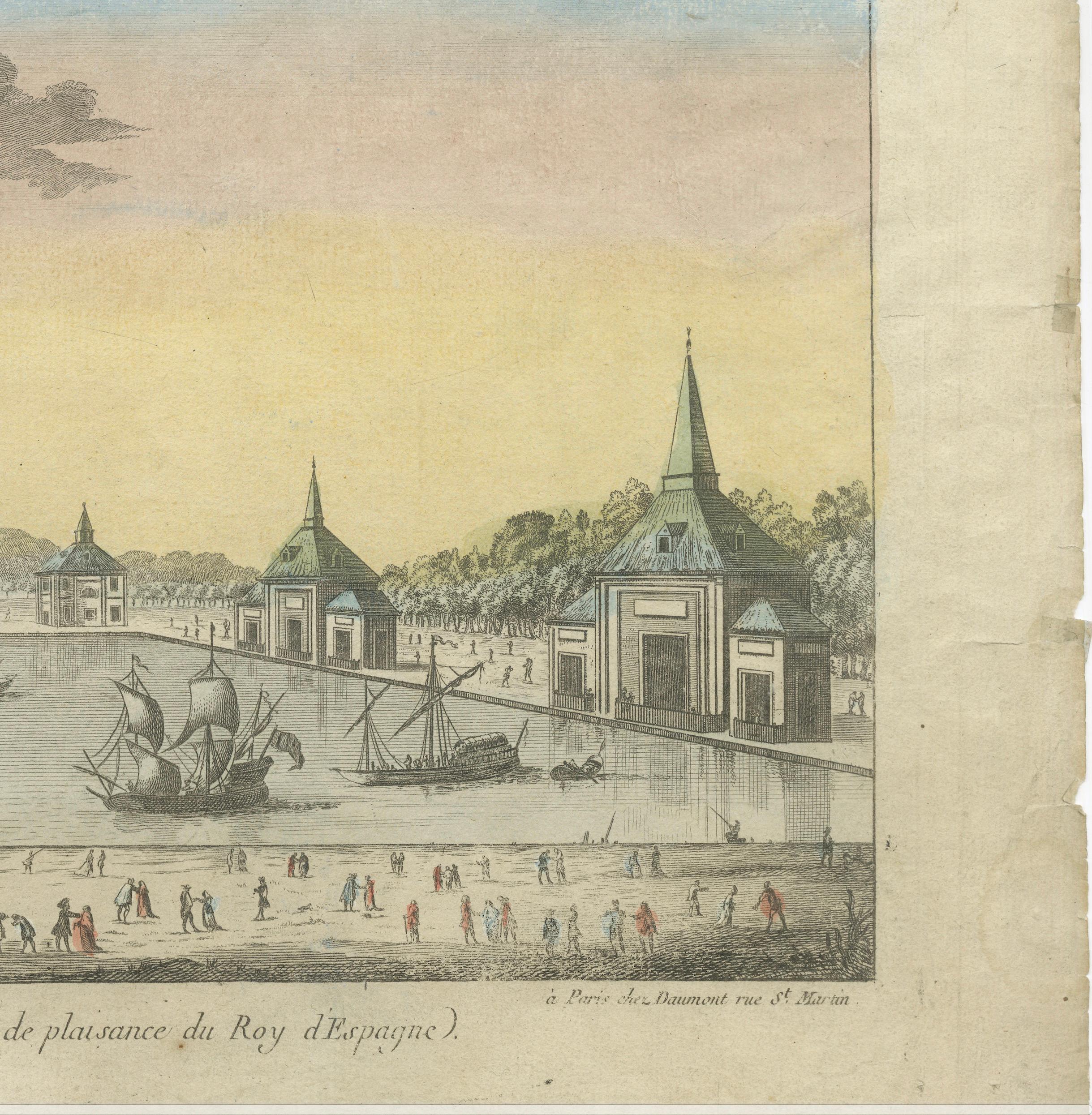 Optical View of the Spanish Royal Retreat, Daumont, Paris circa 1770 For Sale 2