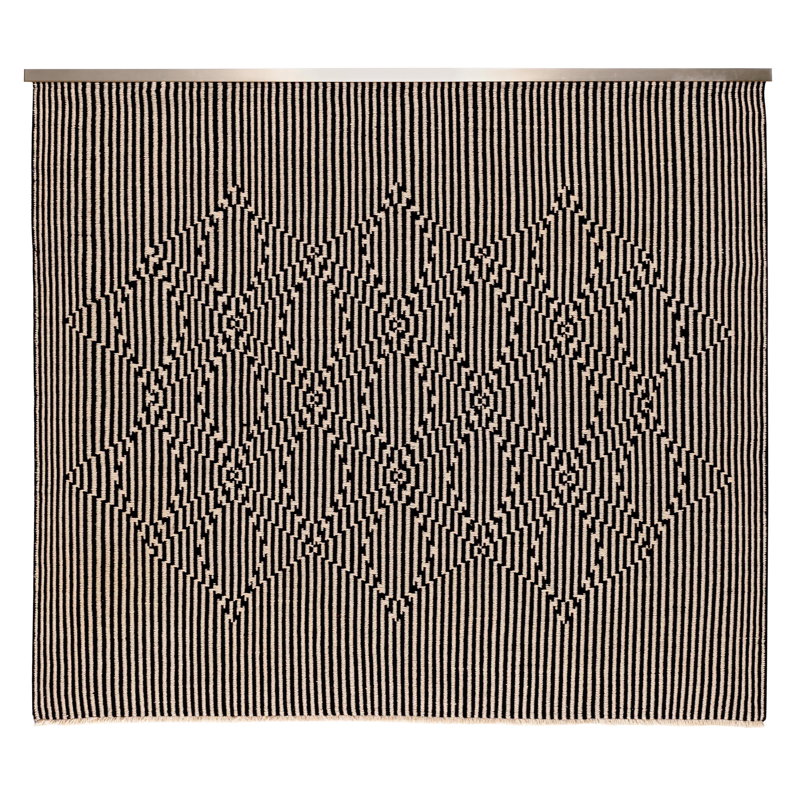 Opticals Wall Hanging Dazzle Handwoven Wool in Black and White
