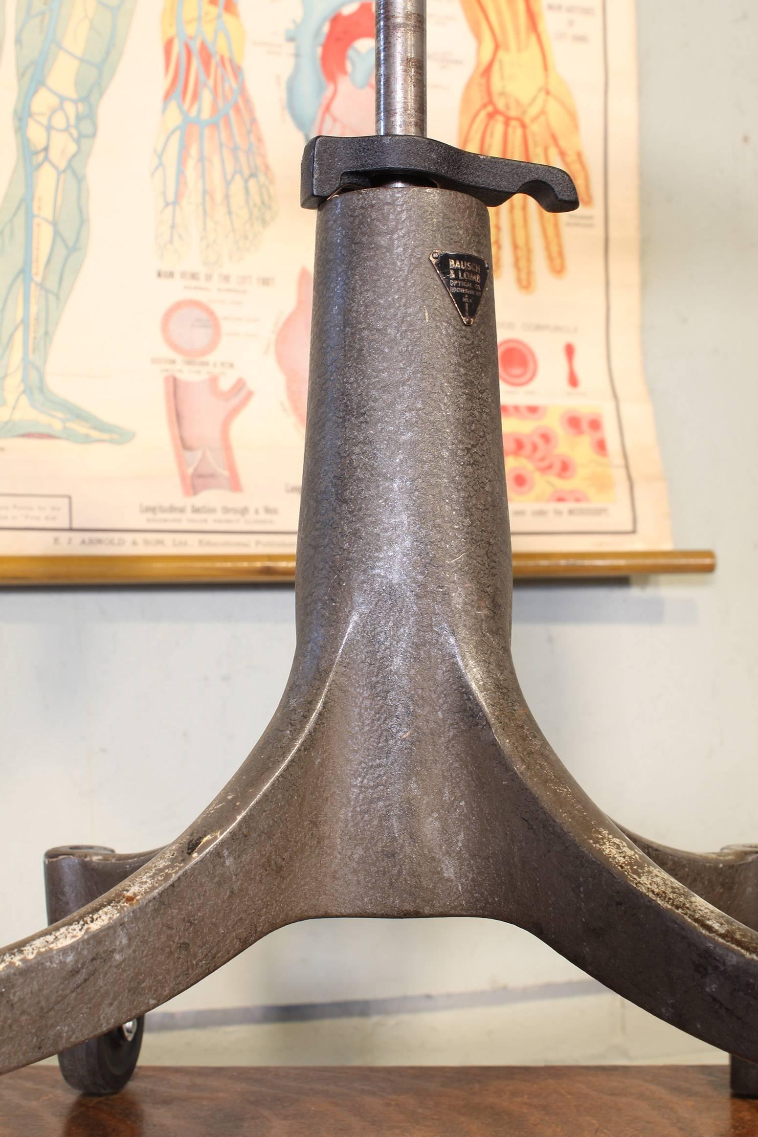 Brass Optician's Stool - Original Bausch & Lomb Medical Adjustable Rolling